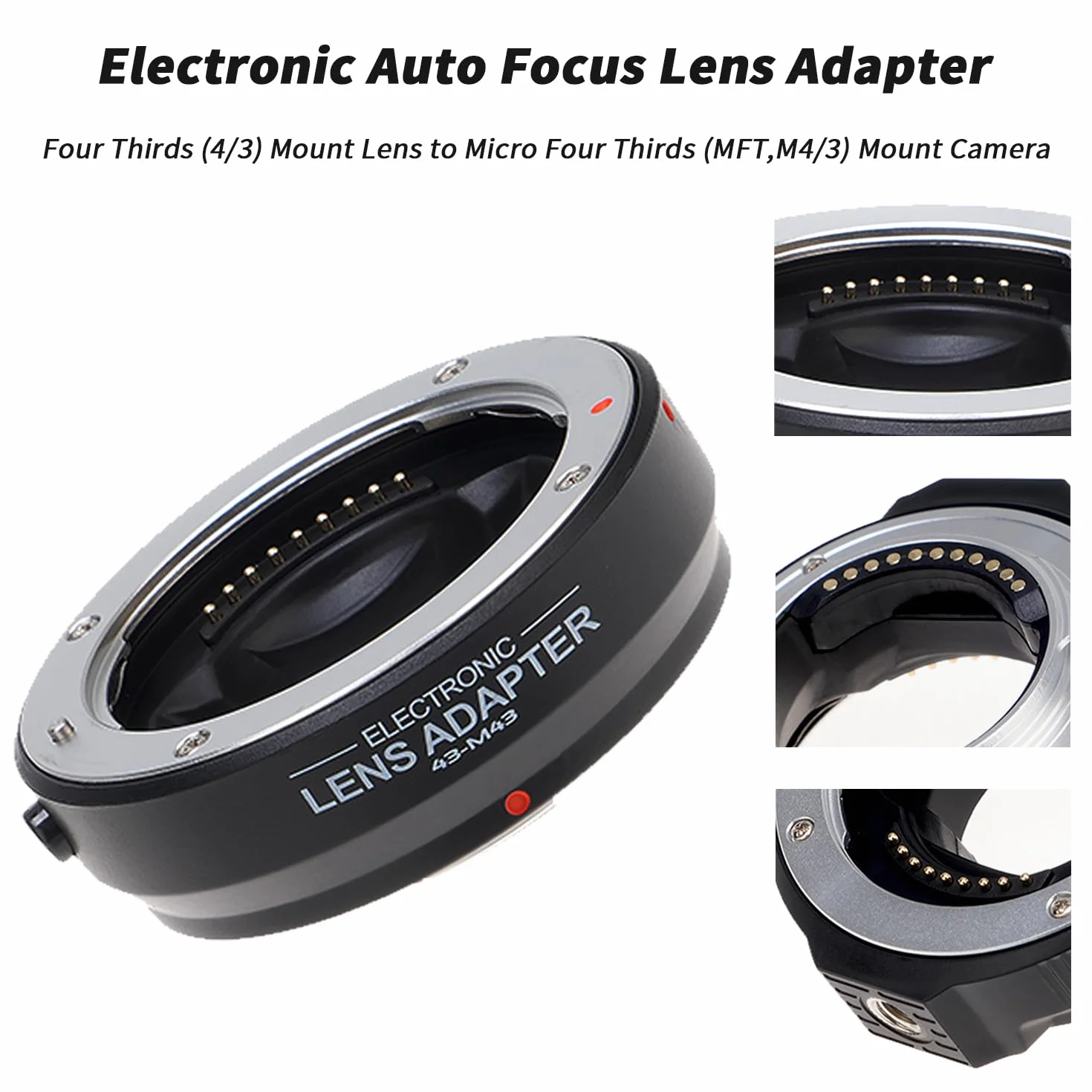 Hersmay Pro Autofocus 4/3-M4/3 Adattatore per obiettivo 4/3 43 su M4/3 MFT Mount Camera per Olympus E-M5 E-M10 III per PANAS0NIC G9 II G95 G10 G100V G100K GX1 GX7 GX9 GH6 BMPCC MMF3 MMF2