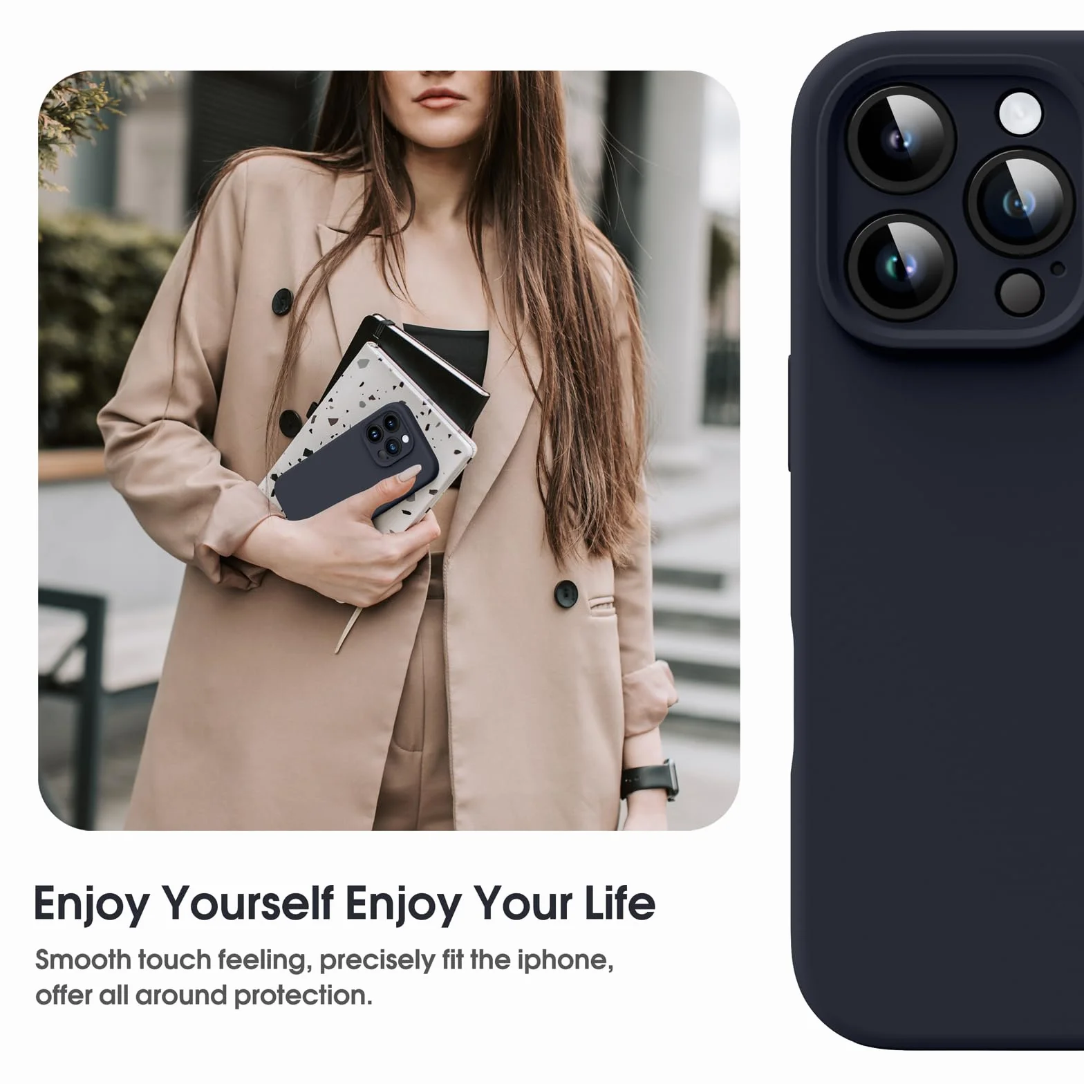 Supdeal Custodia in Silicone Liquido per iPhone 16 Pro Max, [Protezione Fotocamera] [Cover in Microfibra] [Protezione a 4 Strati], Case Ultrasottile e con Presa Comoda, 6,1 Pollice, Nero