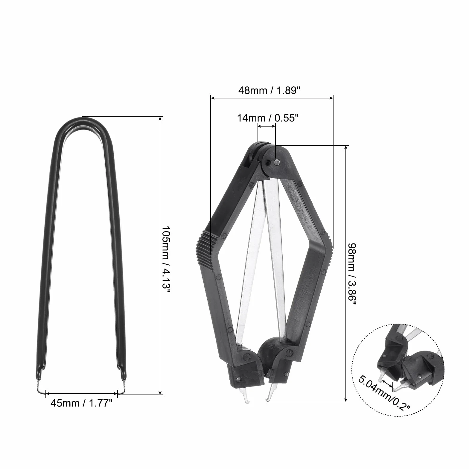 Estrattore di Chip IC 100mm Acciaio Inossidabile Nero per Scheda Madre 2pz