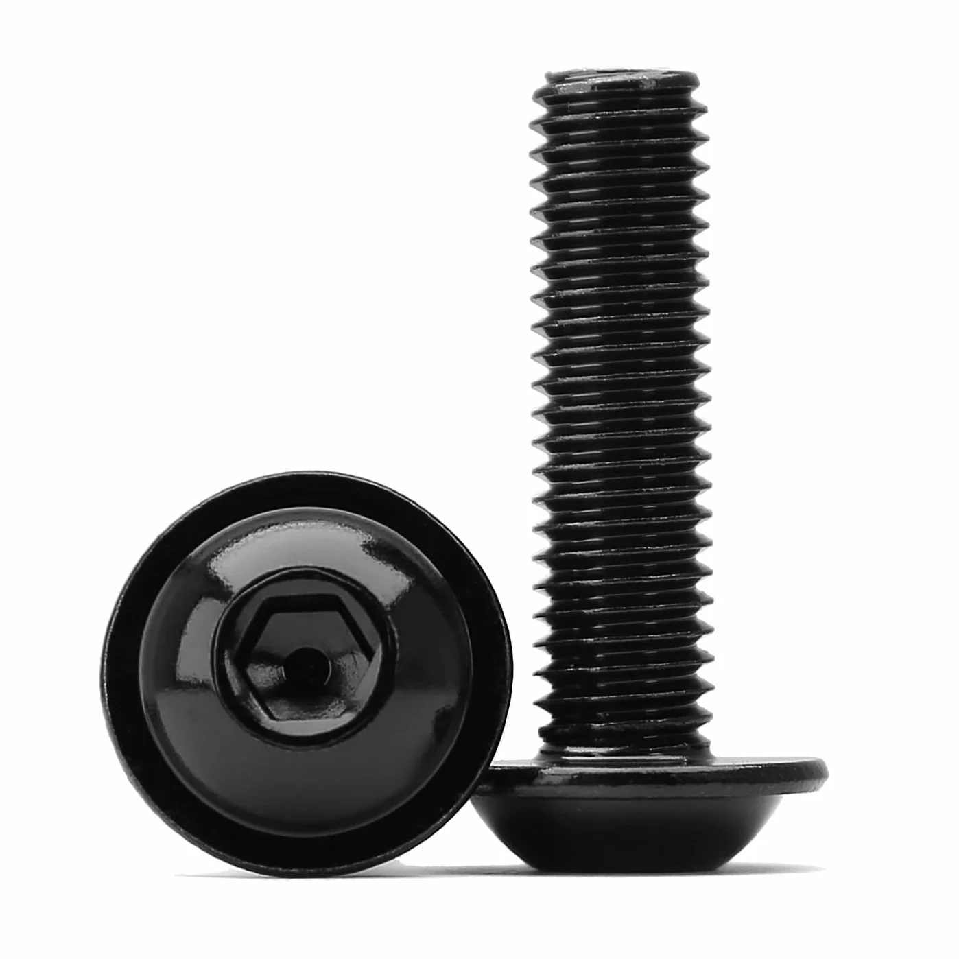Viti a Brugola M5 x 8 mm Testa Bombata Flangia Esagono Incassato 304 Acciaio Inox Nero Filettatura Completa 60 Pezzi