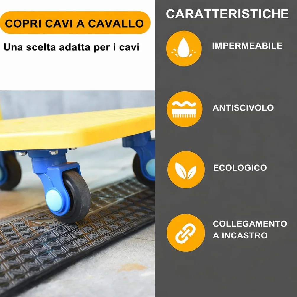 Copertura per Cavi per Pavimento Protettore 80'' 203cm Rampe Protettive Pesanti Modello Piccolo 4 Pezzi