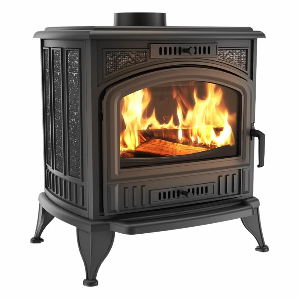KRATKI Stufa a legna in ghisa KOZA K6 8 kW Ø130 A Stufe Vintage & Svedesi | Ghisa nero, efficienza 70,4%, classe A. Ecodesign.; efficiente gamma di potenza 7-11kW; basse emissioni; calore uniforme