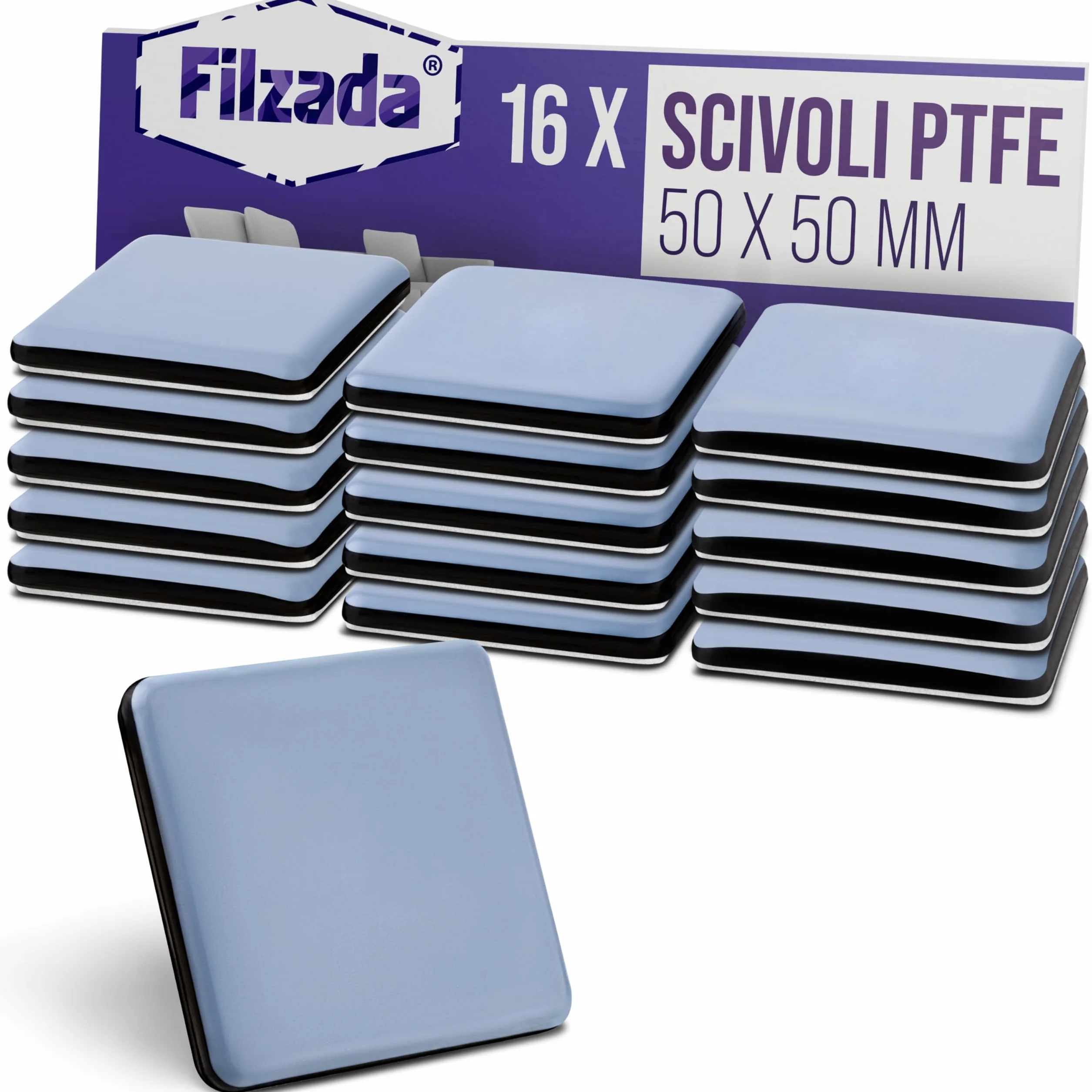 Piedini per mobili autoadesivo in Teflon 50x50 mm quadrato PTFE Scivoli per mobili