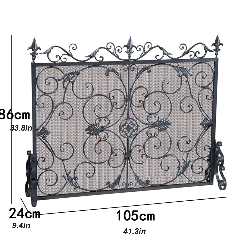 Schermi per Caminetti di Guardia Carved pattern Ferro battuto Camino anteriore Separè con Net ignifugo Fence Soggiorno camino ignifugo Schermo Fence Spark Mask Accessori per Caminetti in Rete Decorati