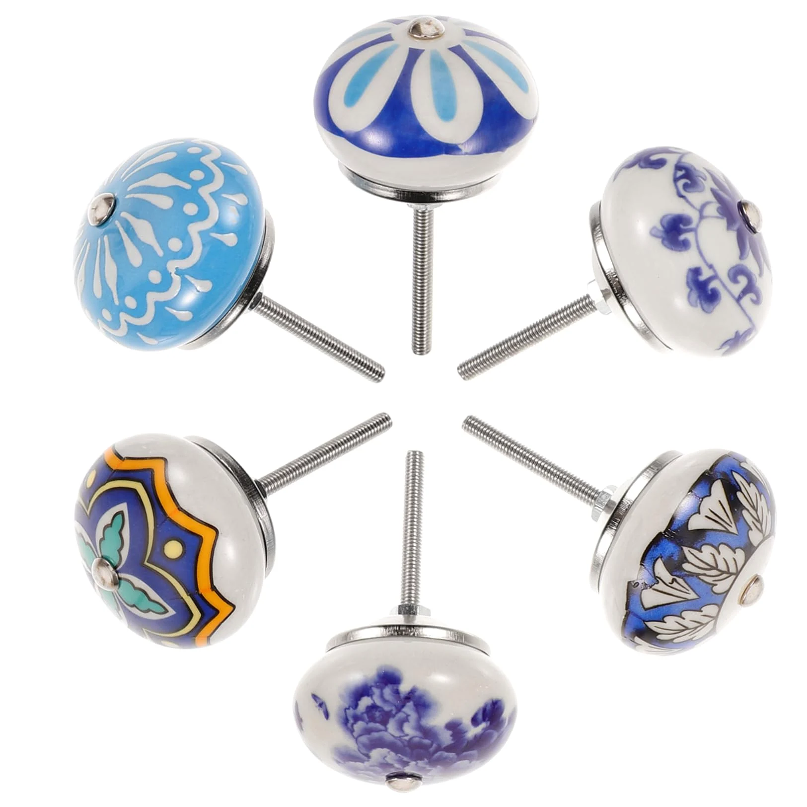 SHINEOFI 6pezzi Pomello Per Mobile in Ceramica Pomello Per Cassetto Foro Singolo Design Rotondo Adatto Mobili Armadi e Altro