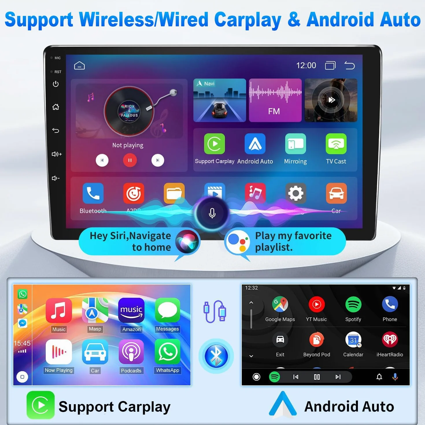 Autoradio per Renault Clio 4 2012-2019 Auto Navigation Bluetooth 9 Pollici Android 13 per Carplay Android Auto Navigatori con Auto Navigatore GPS WiFi FM RDS SWC,DSP + Mic