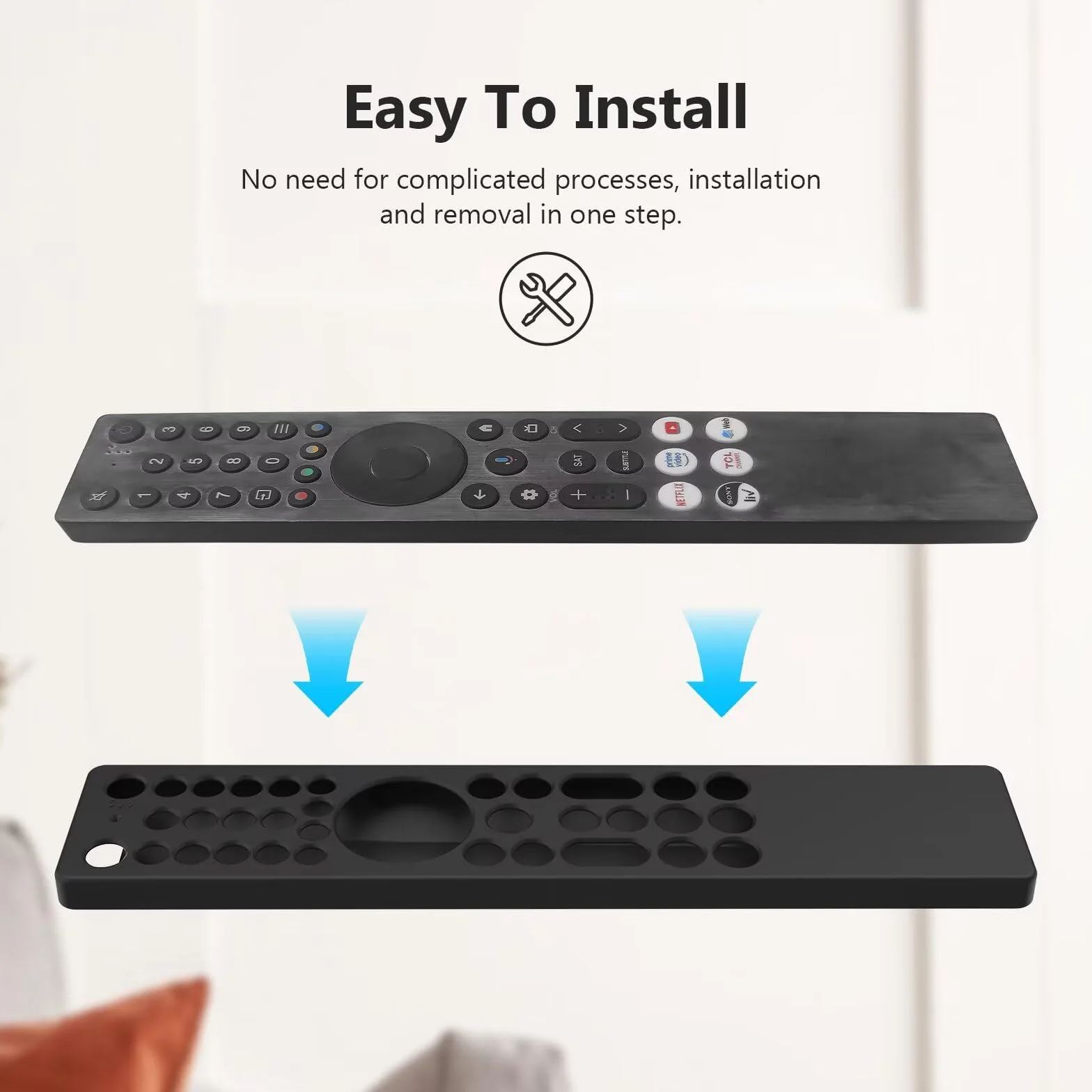 FTRONGRT Cover Compatibile con TCL RC833A, Ultrasottile e Leggero, Anticollisione Custodia Protettiva per Telecomando in Silicone. Nero