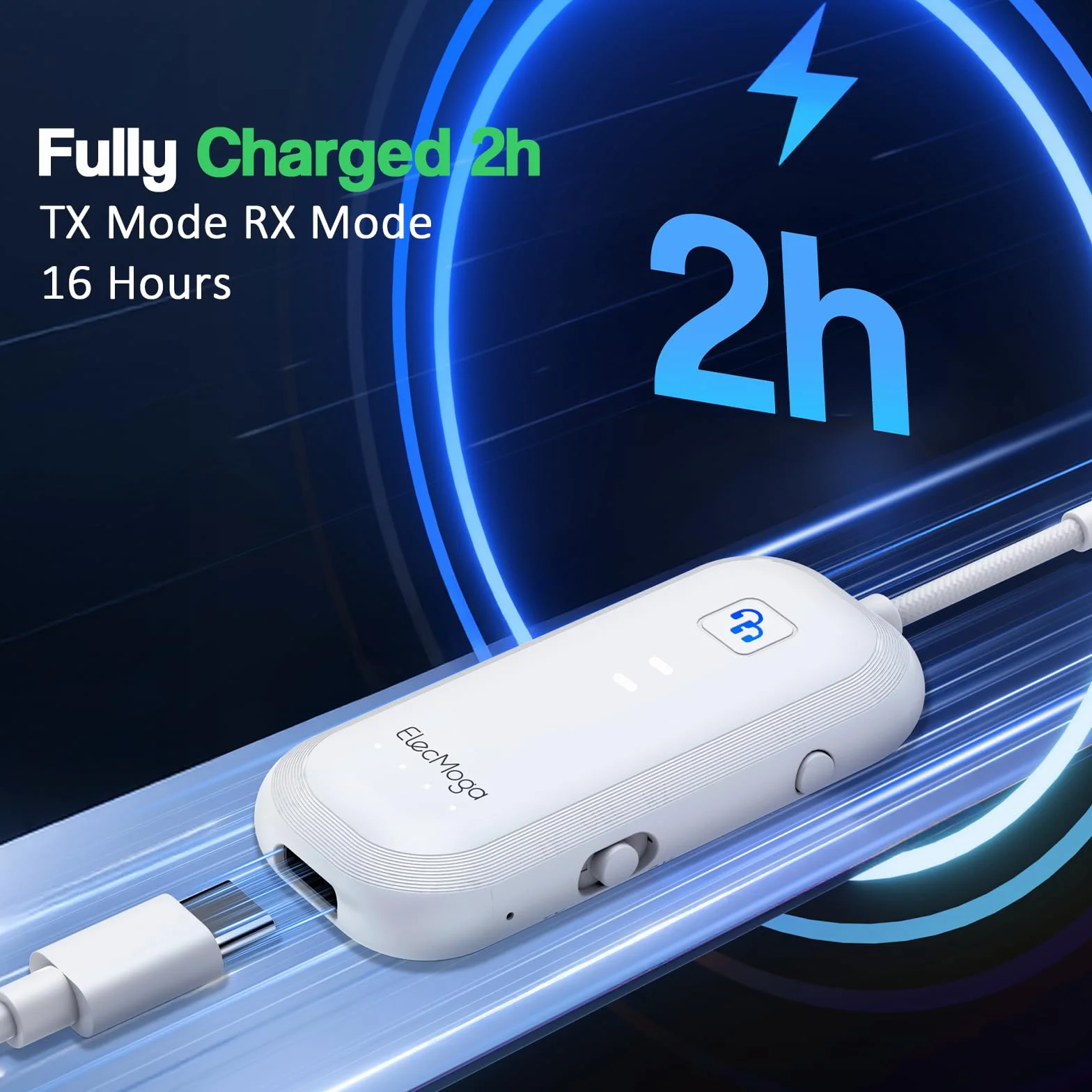 Trasmettitore Bluetooth per TV ElecMoga Ricevitore Bluetooth Aux 3.5mm Jack Adattatore Auto Bassa Latenza Supporto per 2 AirPods Cuffie/Altoparlanti/Uuto/Volo/Palestra