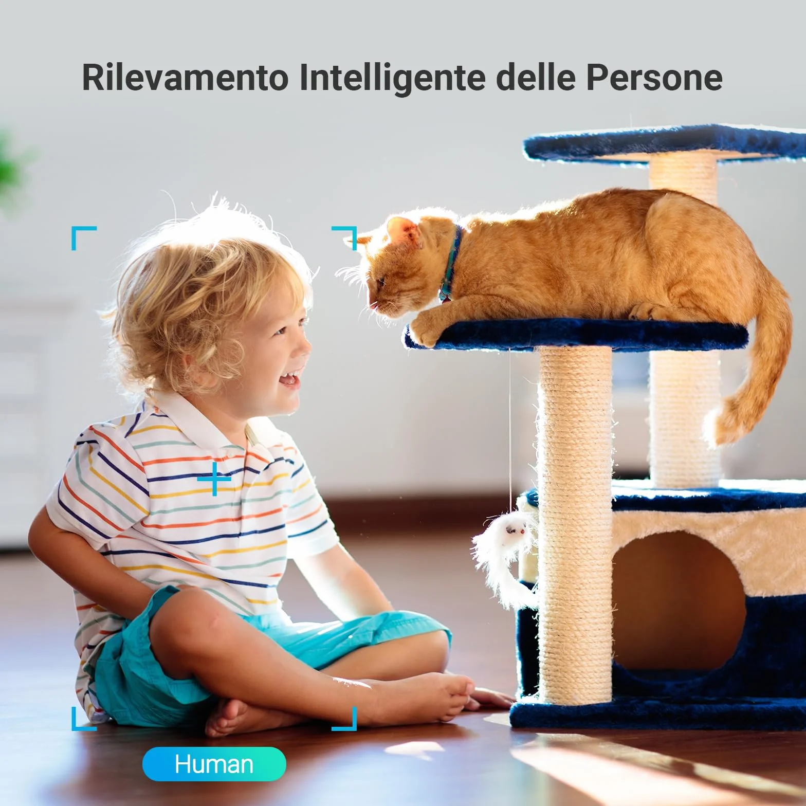 EZVIZ Telecamera Wi-Fi Interno 2K, Videocamera Sorveglianza 3MP per animali e bambini, Motorizzata a 360°, Audio a due vie, Funziona Alexa, Avvisi movimento, Visione notturna, Modello CP1