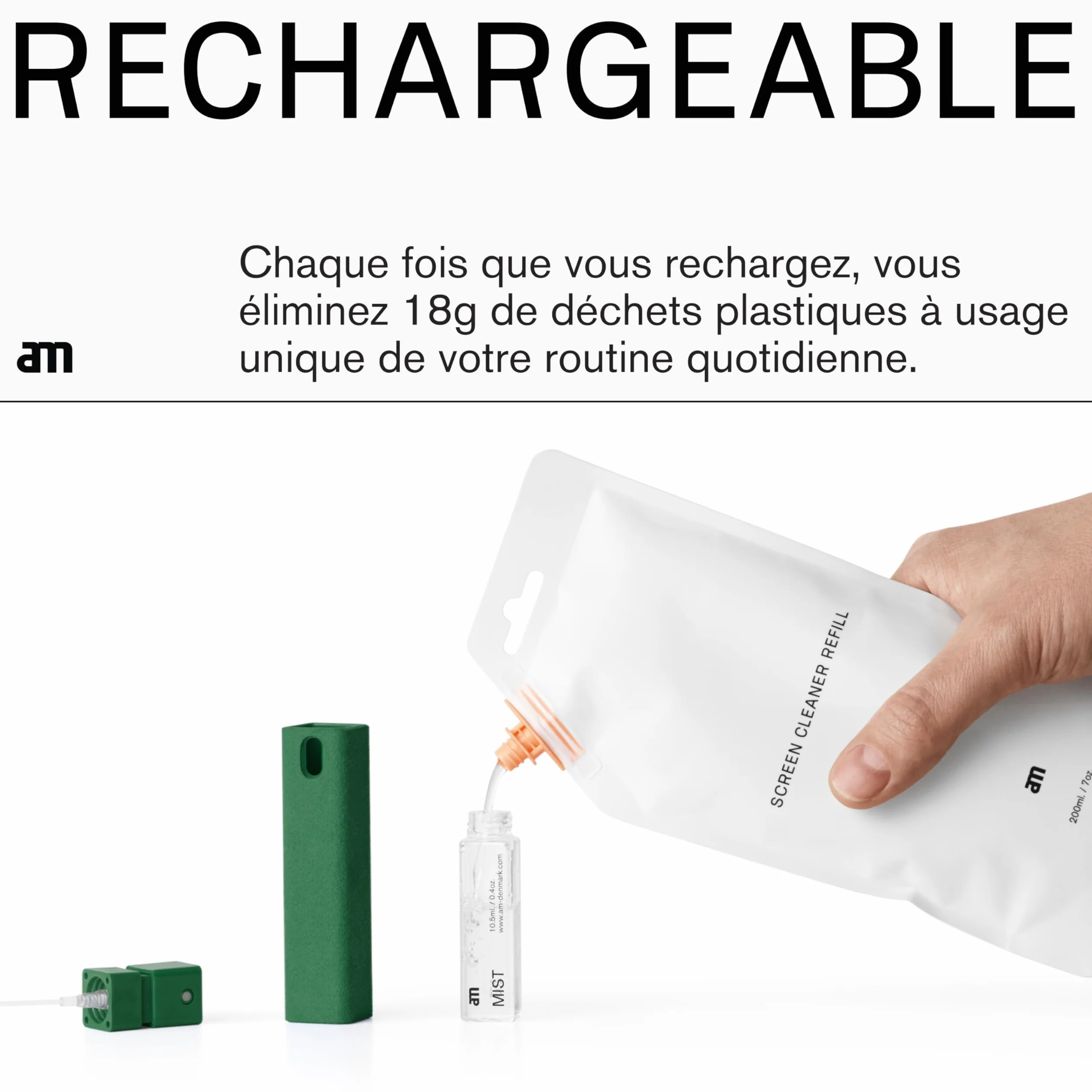 am Set di Pulizia per Schermo – Spray Detergente Liquido con Panno Integrato in Microfibra per Smartphone, Monitor PC, Smart TV, iPad Pro e MacBook Pro, Confezioni da 1, 2, 3 o 5 (Arancia, 1 Pack)