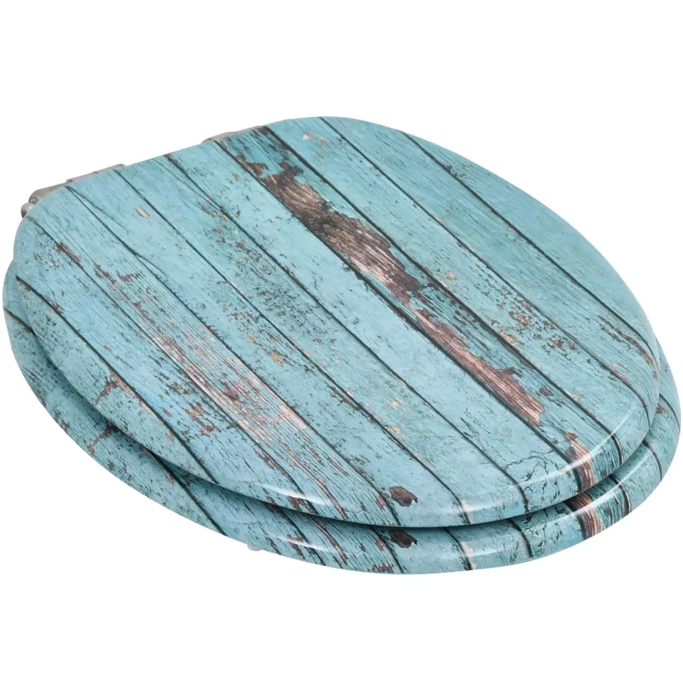 Tavoletta copriwater con abbassamento automatico, in MDF, design legno anticato, robuste cerniere in zinco cromato, larghezza regolabile 12-20 cm, adatto per comuni