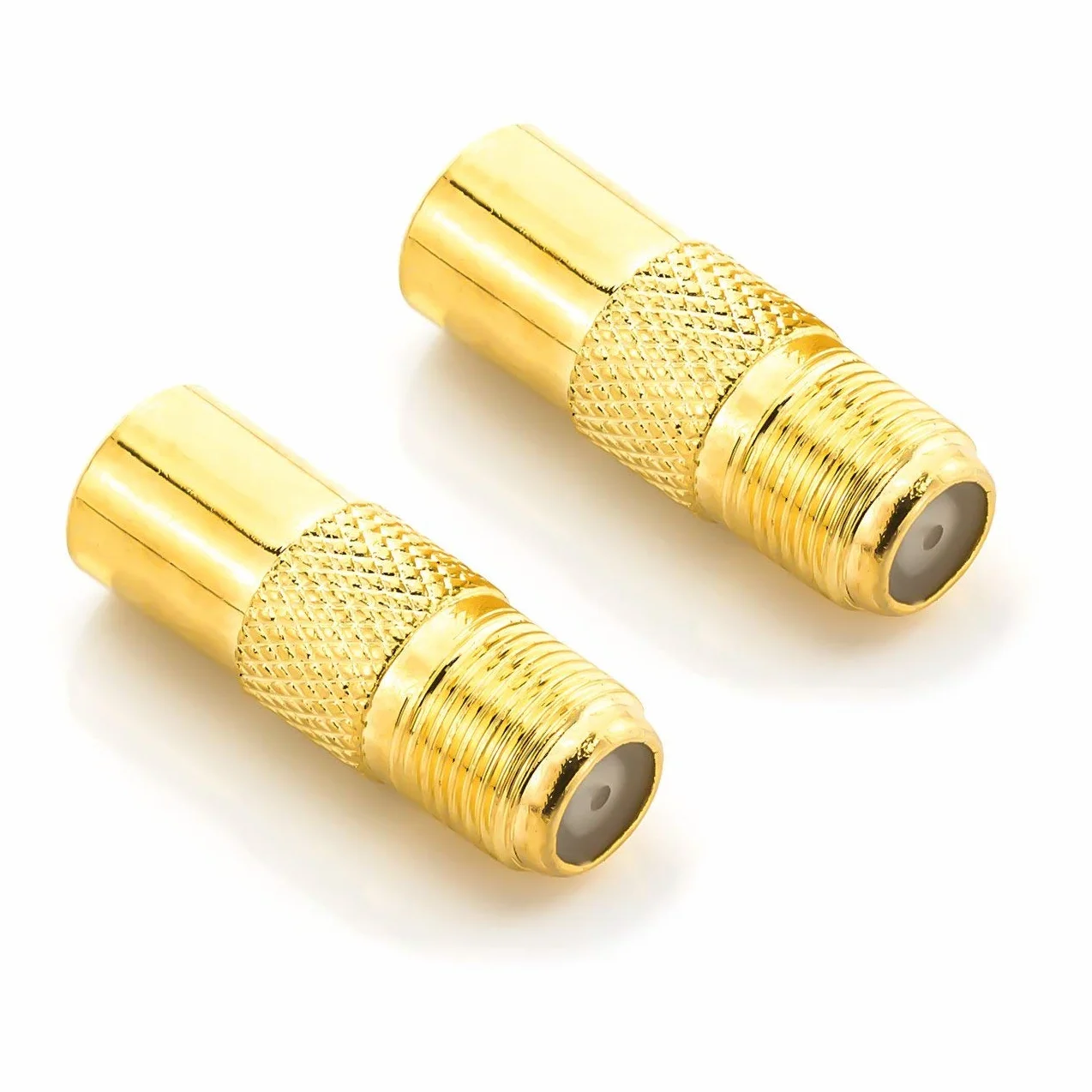 deleyCON Antenna SAT Adattatore Cavo Coassiale per TV Plug Adapter - F Femmina a IEC Connettore Accoppiatore Maschio Cavo Coassiale 2 Pezzi Placcato Oro