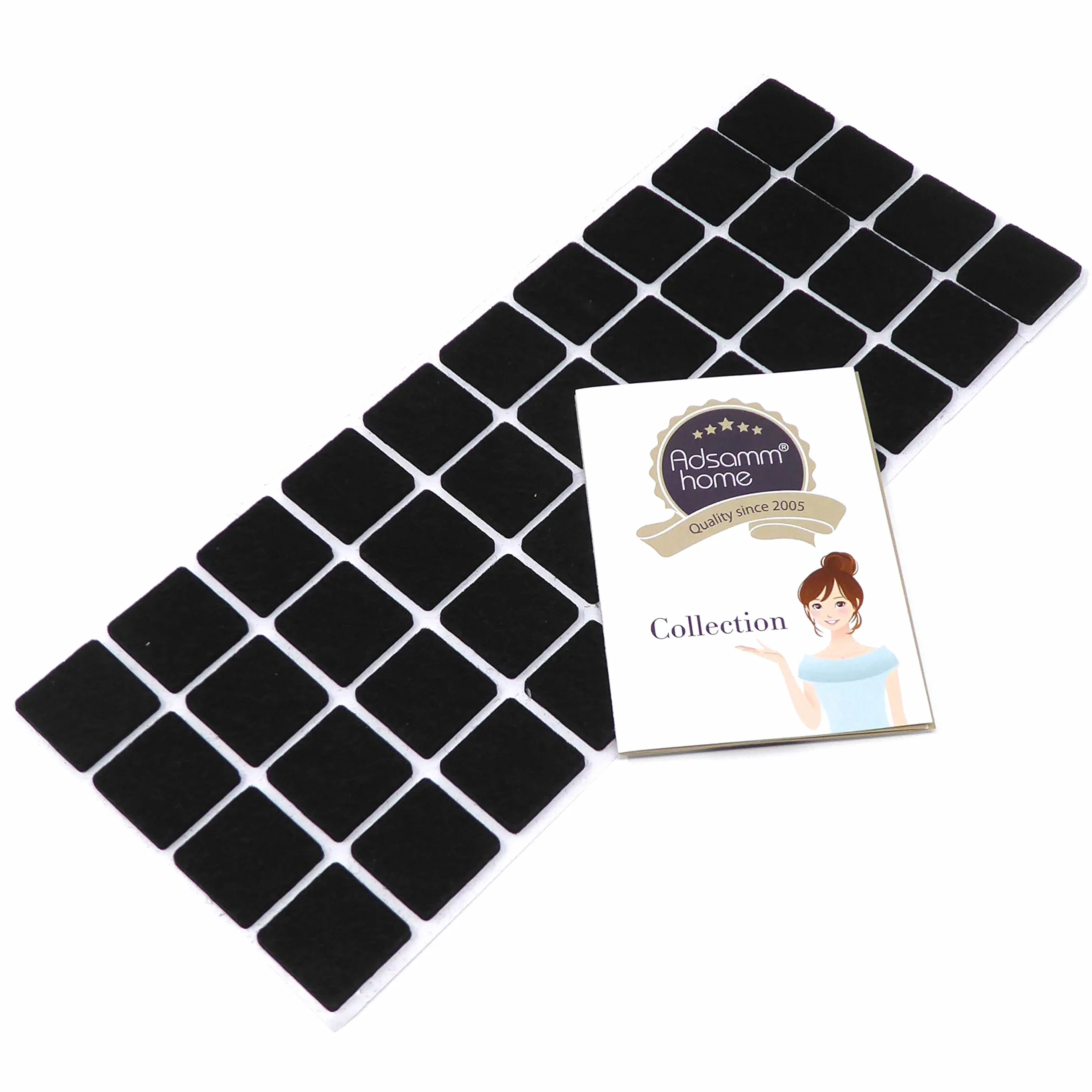 Feltrini autoadesivi 25x25 mm Nero piedini per mobili in feltro 3.5 mm quadrato