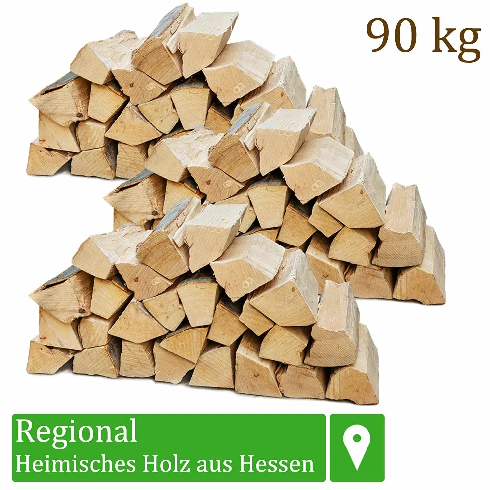 Legna da Ardere 90 kg Per Stufa e Camino Braciere Griglia Cestello per il Fuoco Ceppi 25 cm Flameup