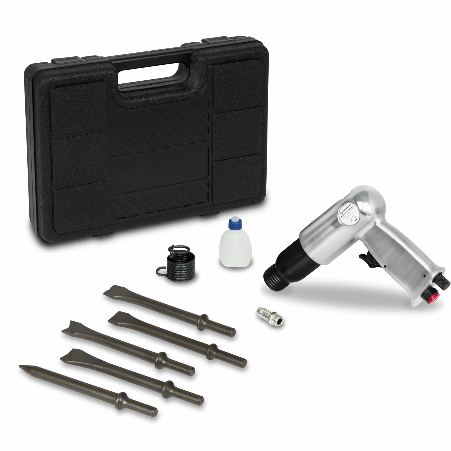 EBERTH Scalpello pneumatico Martello pneumatico 175 mm 4500 colpi/min set 10 pezzi 1/4 pollice
