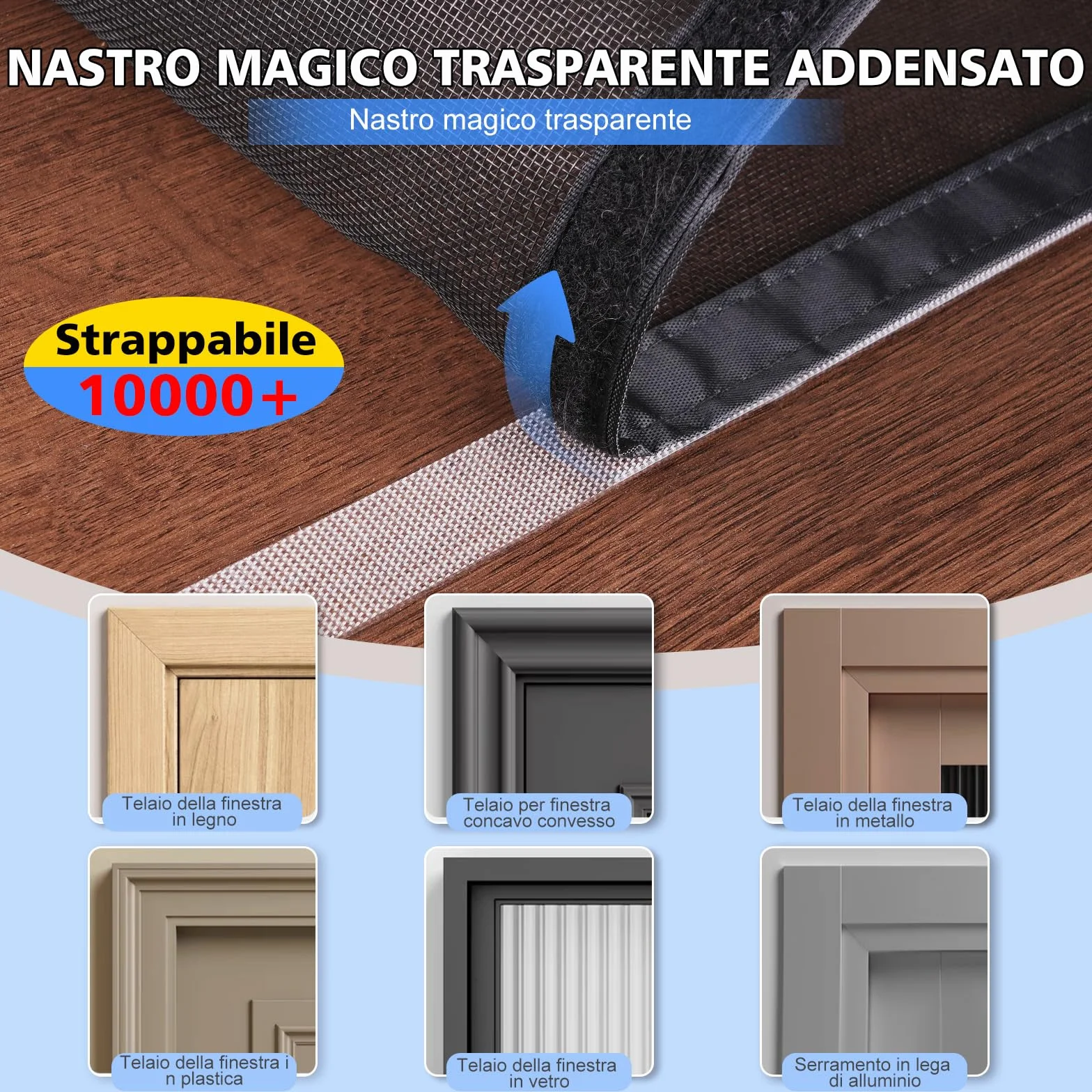 Zanzariere per Finestre con Cerniera Bidirezionale, 70x125 cm, Maglia in PP Antizanzare Traspirante, Nero
