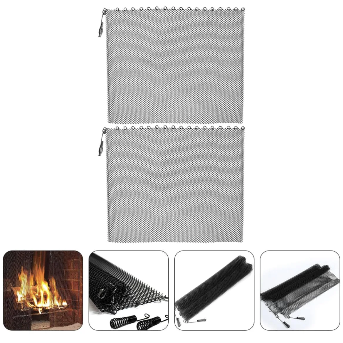 BESPORTBLE 2 Pezzi Tende Rete per Caminetti in Ferro con Maniglie e Anelli | Schermi in Rete, Design Semplice ed Elegante, Resistenza alle Alte Temperature