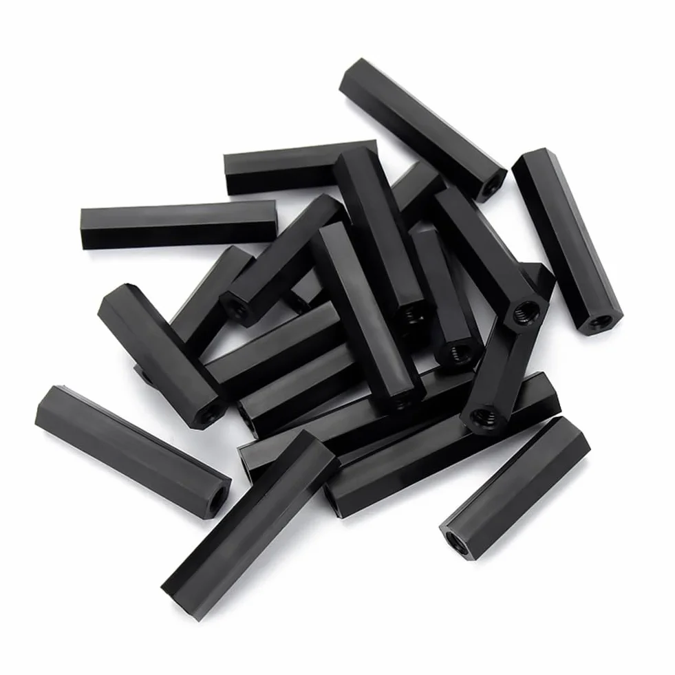 Distanziatori Esagonali Nylon Nero M4 30 mm Femmina-Femmina 20 Pezzi