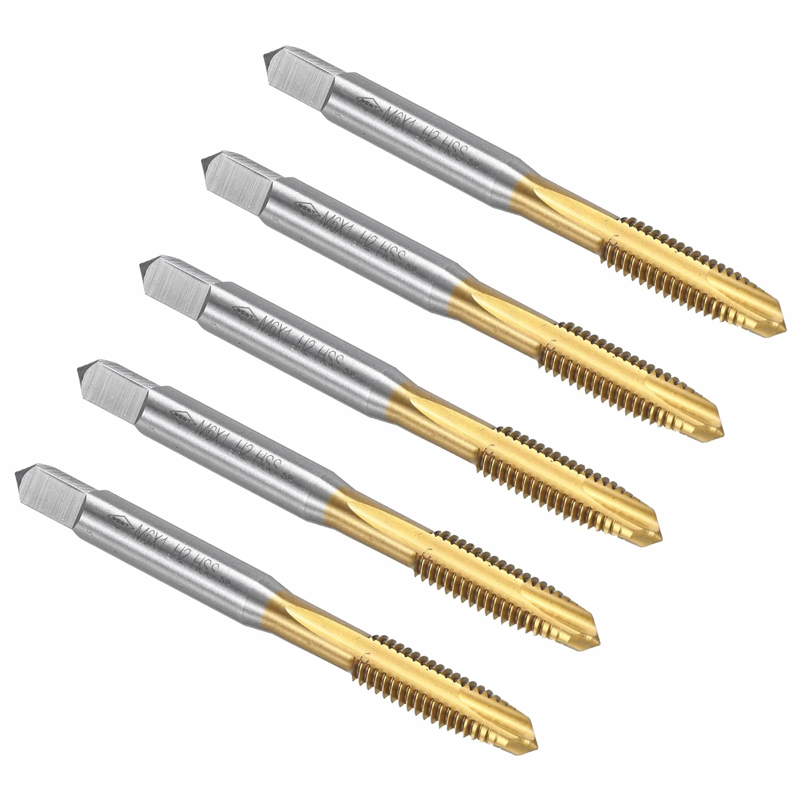 QUARKZMAN Maschio A Punta Spirale Filettatura M6 x 1 Acciaio Rapido 6542 Rivestimento In Titanio 5pz