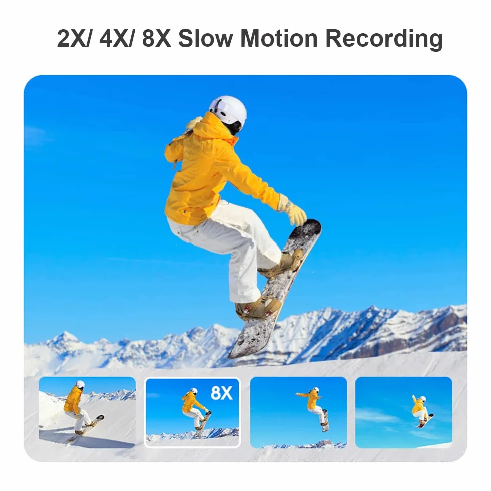 telecamera montata sulla testa HUIOP 4K 30FPS Fotocamera montata sulla testa Videocamera WiFi indossabile Videocamera Webcam 120 ° Obiettivo grandangolare Anti-shake Batteria integrata Controllo APP p