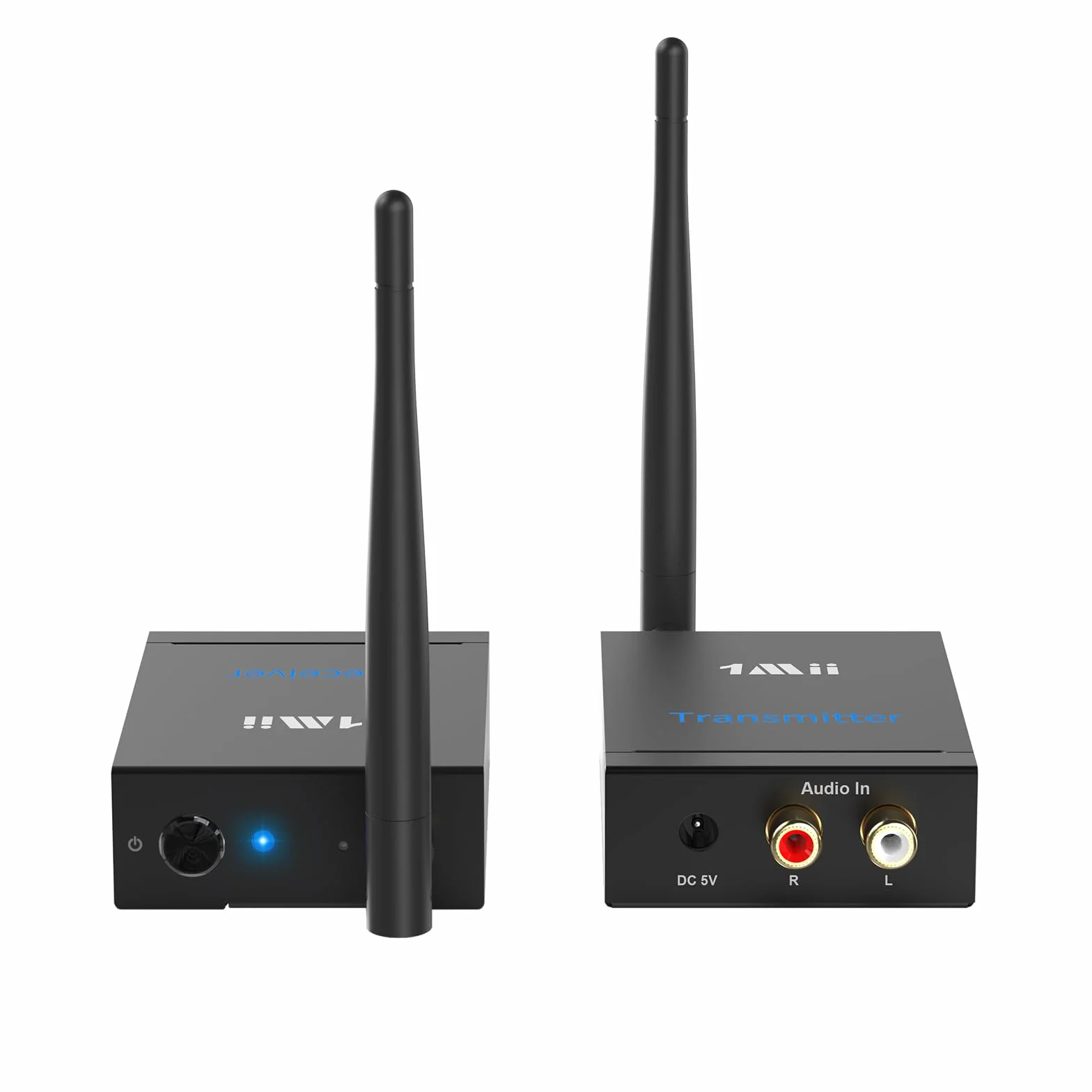 1Mii Trasmettitore Ricevitore Audio Wireless HiFi per TV(1 TX + 1 RX), 2.4 GHz Adattatore Audio RCA Ingresso/Uscita, Lungo Raggio 100m Bassa Latenza per Musica da TV/PC a Subwoofer/Stereo/Casse Attivo