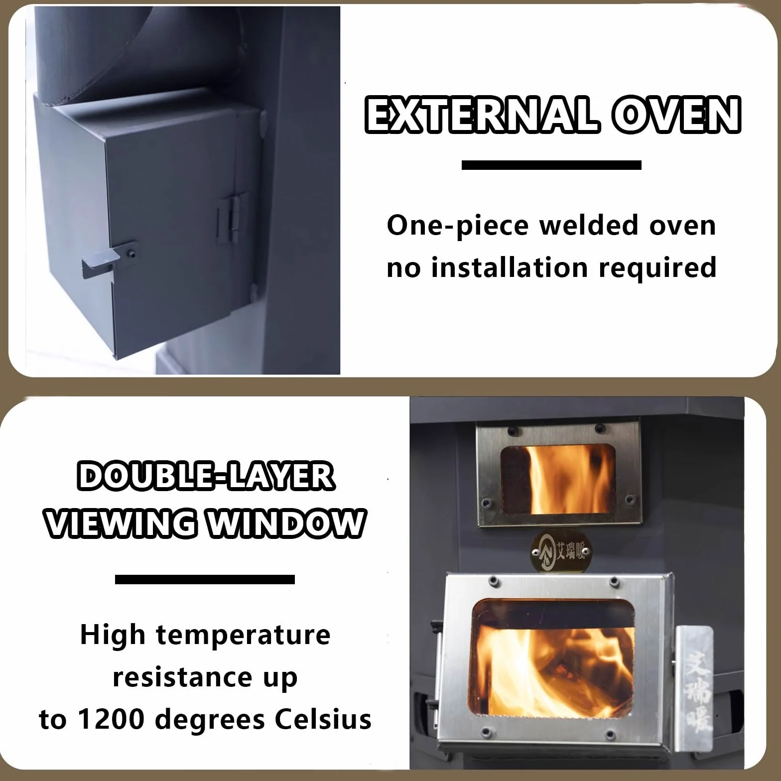 Stufa A Pellet Forno Da Campeggio Stufa A Legna Con Forno Include Canna Fumaria Da 200 Cm E Due Finestre Di Ispezione Design Completamente Saldato