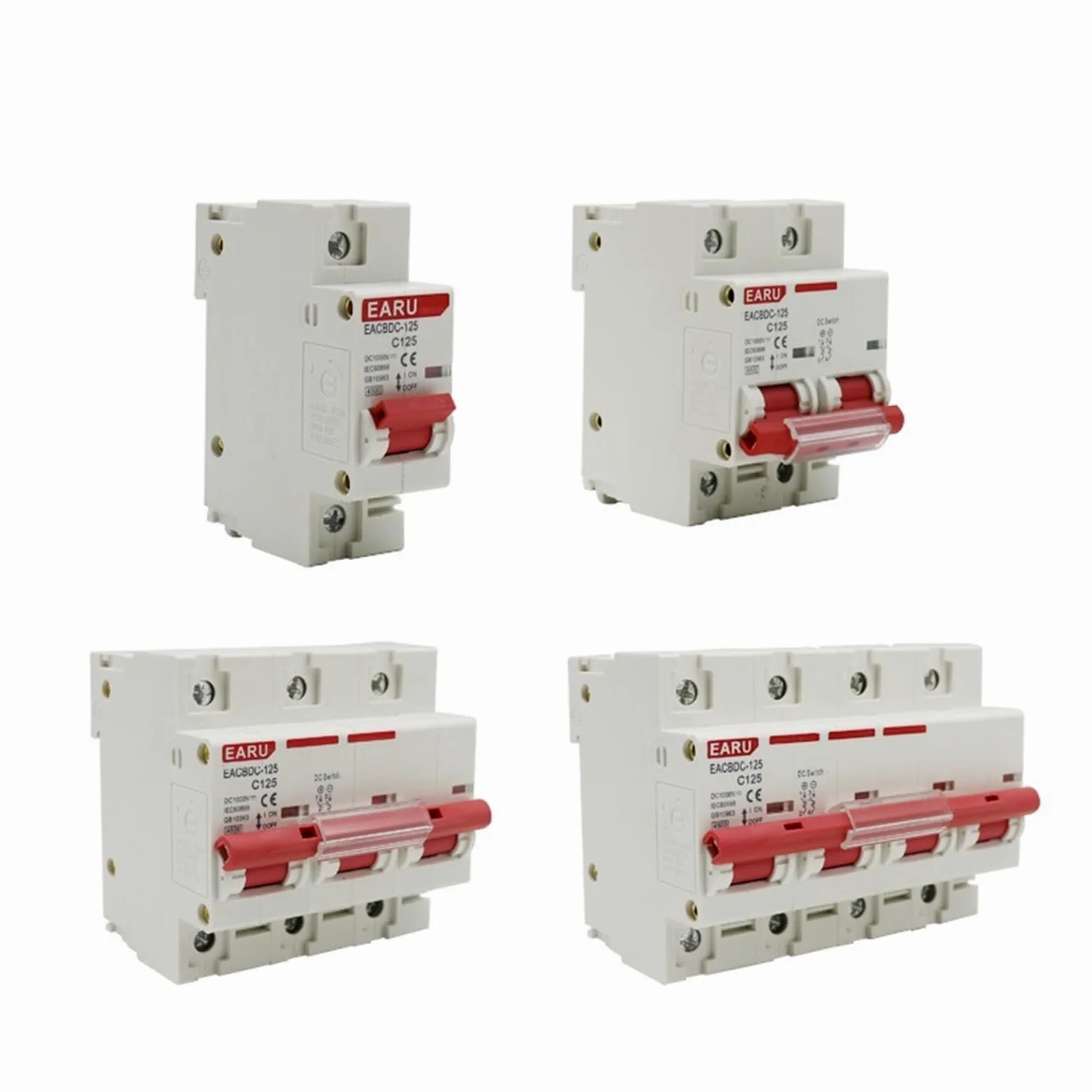 1 unità DC 1000 V 1P 2P 3P 4P 80A 100A 125A Mini interruttore di protezione solare MCB per sistema fotovoltaico (125A, DC 2P)