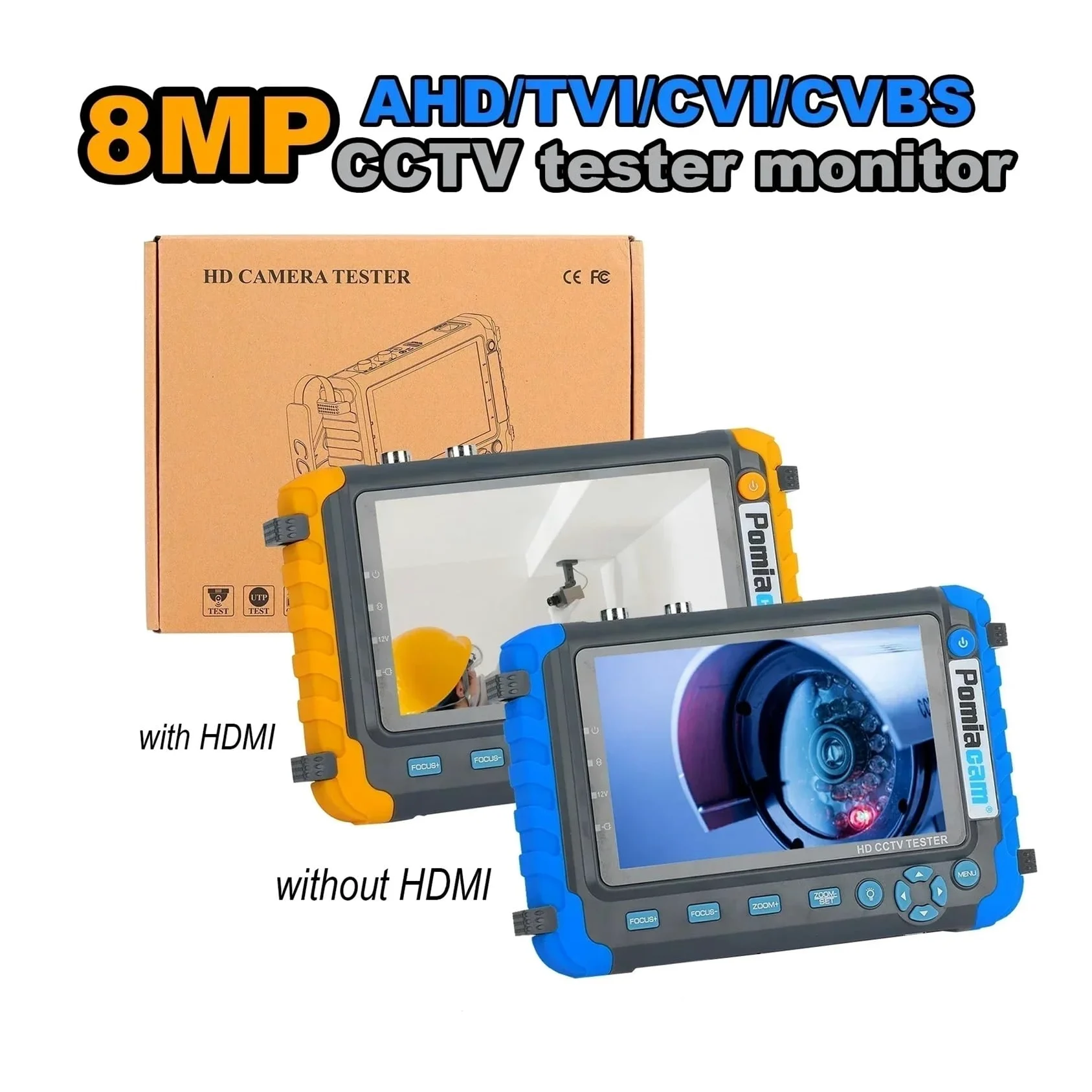 Tester CCTV IV8W IV8C 4 in 1 8MP AHD TVI 4MP CVI Tester for Telecamera di Sicurezza analogica Monitor con Test Cavo PTZ UTP(Without HDMI in)
