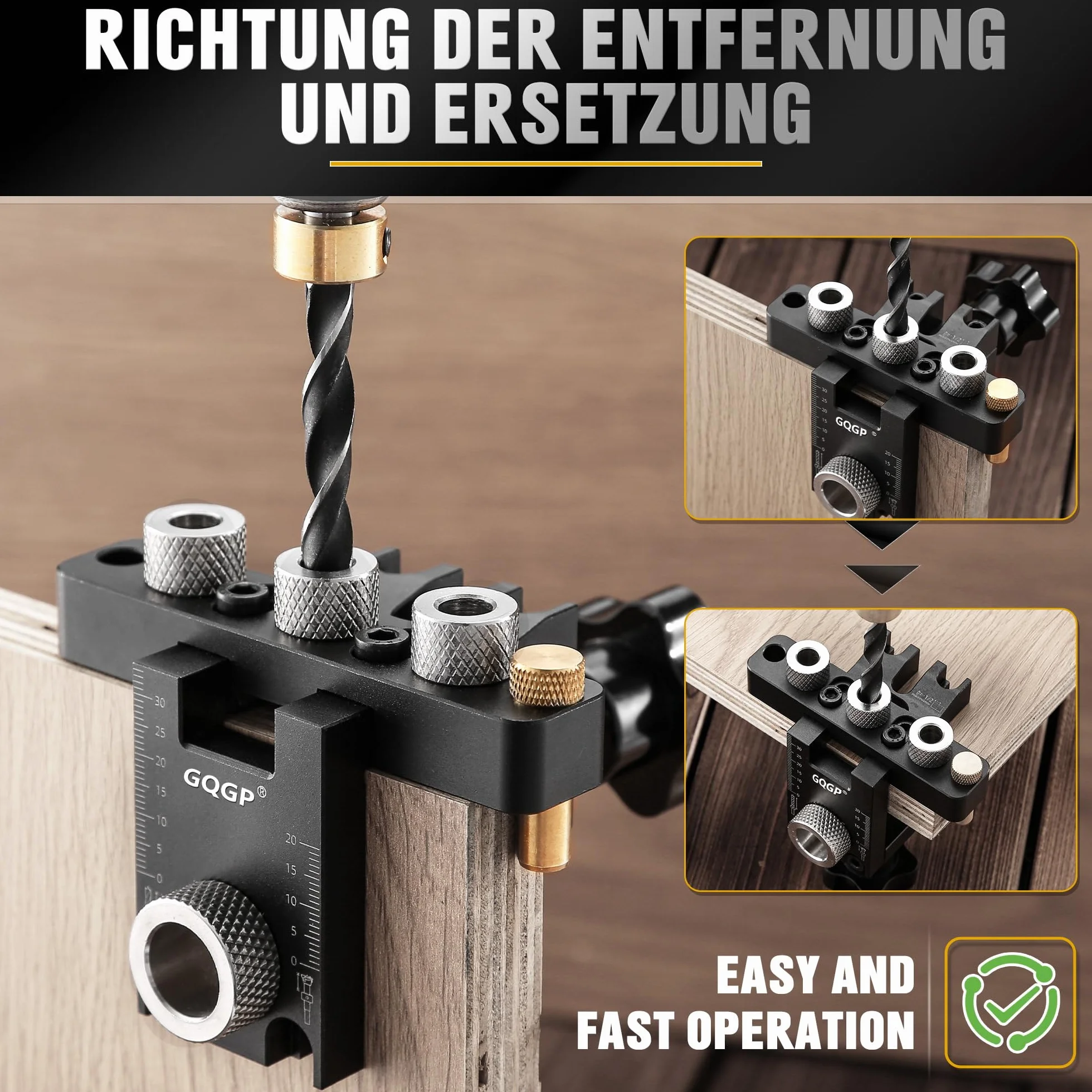 3 in 1 Dima per Tasselli Legno, Set Maschere Fori Tascabili con 8/10/15mm Drill Bit