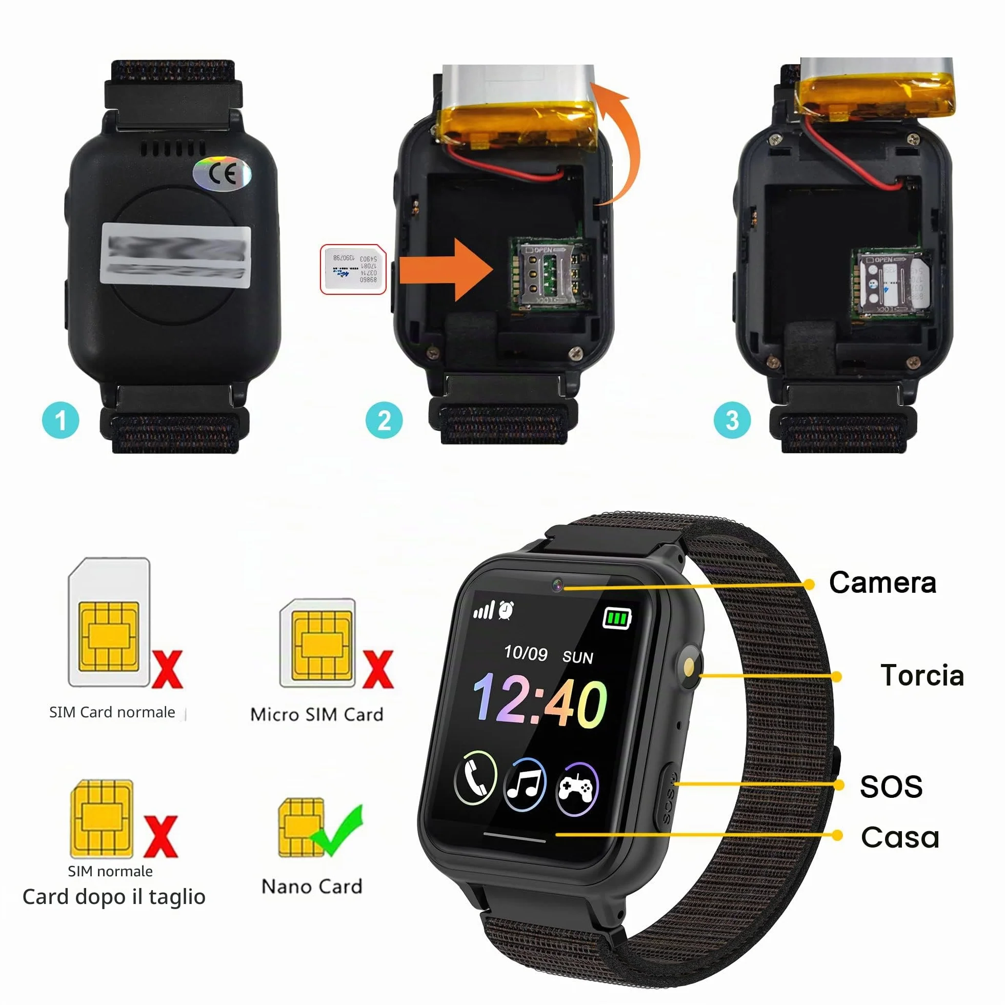PTHTECHUS Smartwatch per Bambini, Telefono Smartwatch con Lettore Musicale per Ragazzi e Ragazze Giochi SOS Contapassi Touchscreen Fotocamera Orologio per Bambino 4-12 Anni Regalo