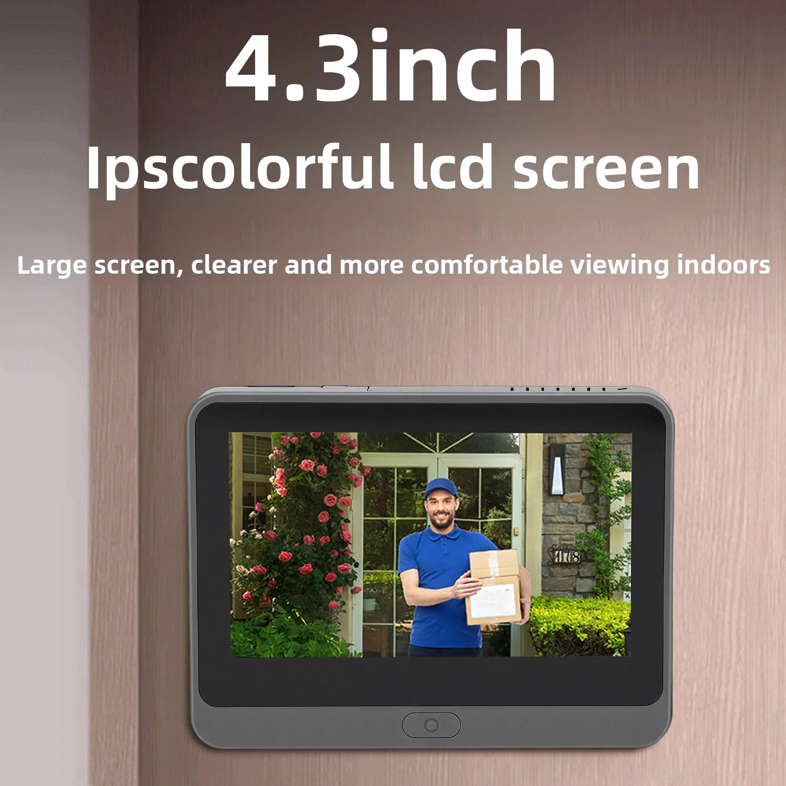 FTVOGUE Videocitofono 4.3" 1080P WiFi PIR Rilevamento Movimento 5000mAh | Telecamera per campanello intelligente per appartamento.Interfono bidirezionale.Visione notturna.Obiettivo