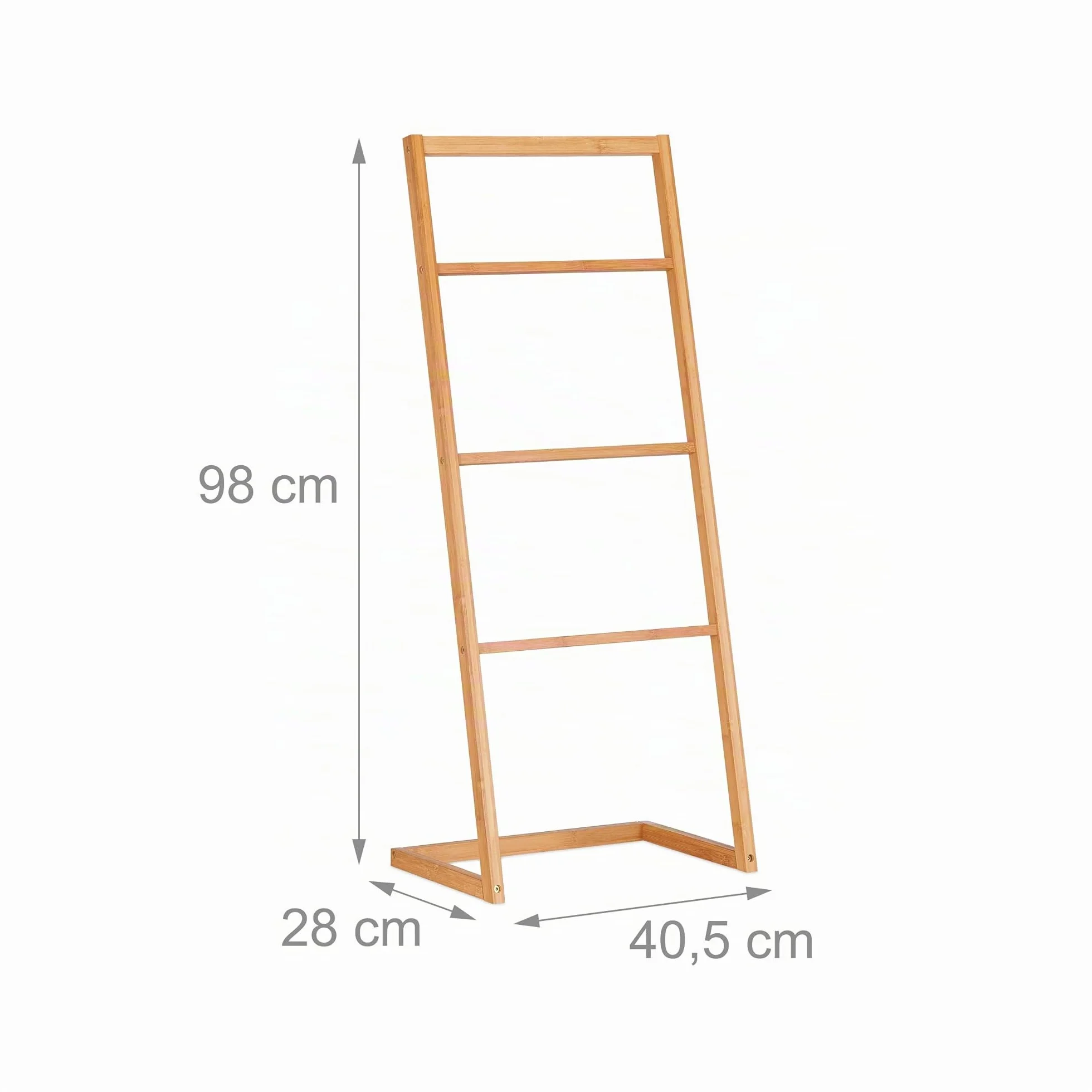 Relaxdays Portasciugamani a Scala Bambù 4 Pioli 98x40,5x28cm Naturale
