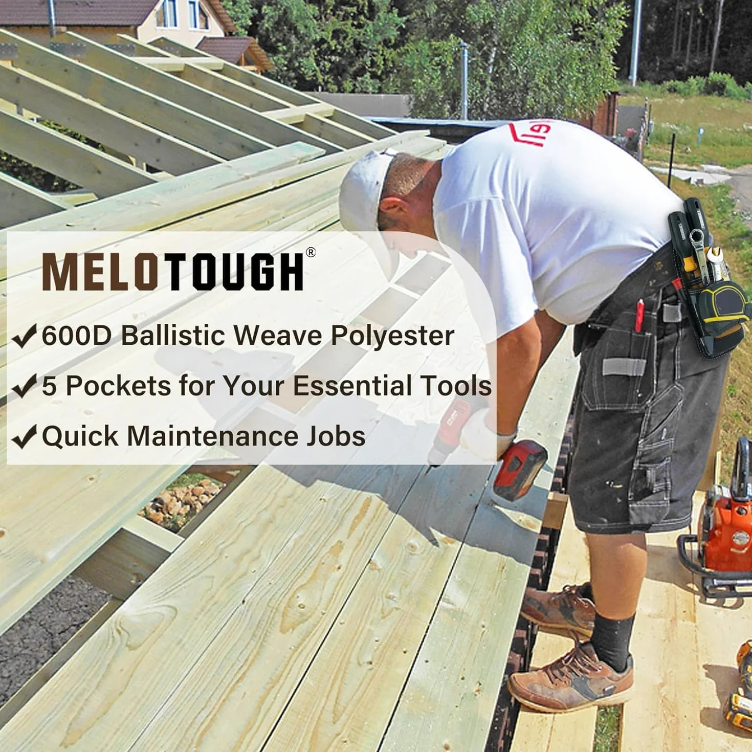 MELOTOUGH Heavy Duty Tradesman Pro Custodia per attrezzi con tasche per elettricisti