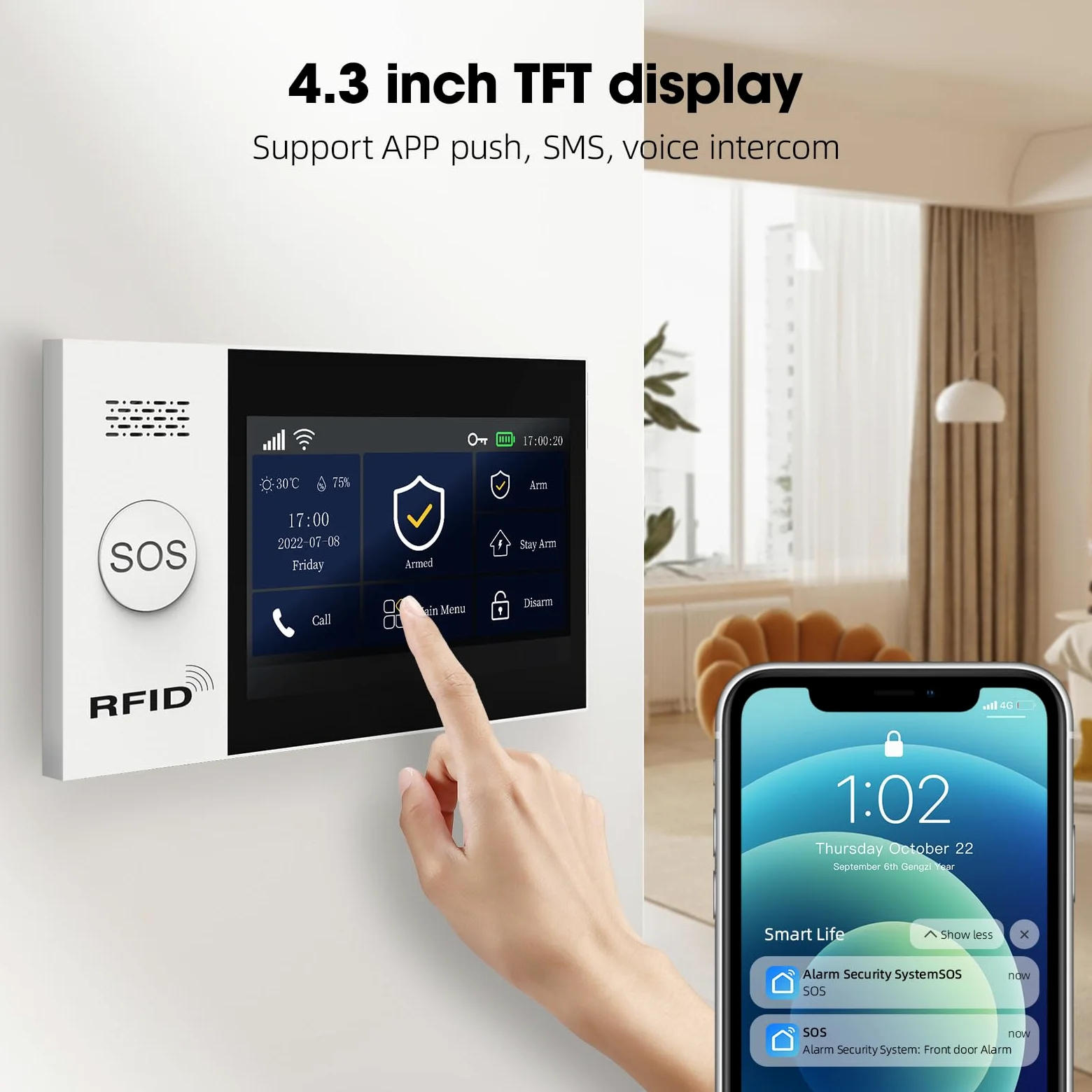 PGST Sistema di sicurezza domestica wireless, allarme fai da te 4G/WiFi, sensore di movimento e porta, controllo app, funziona con Alexa e Google Assistance, nessun canone mensile per appartamento