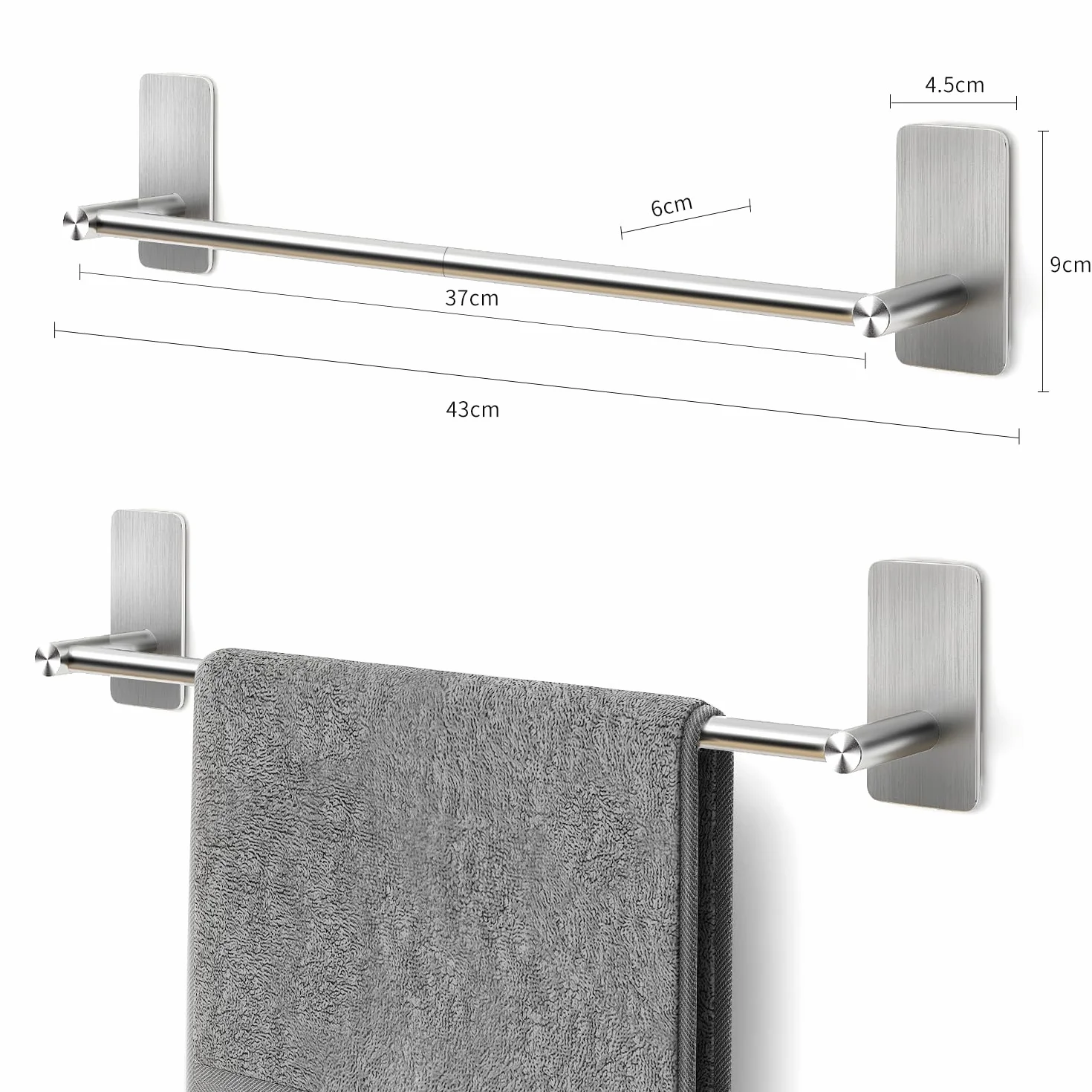 Vista Portaasciugamano da Bagno Autoadesivo 40cm Acciaio Inox