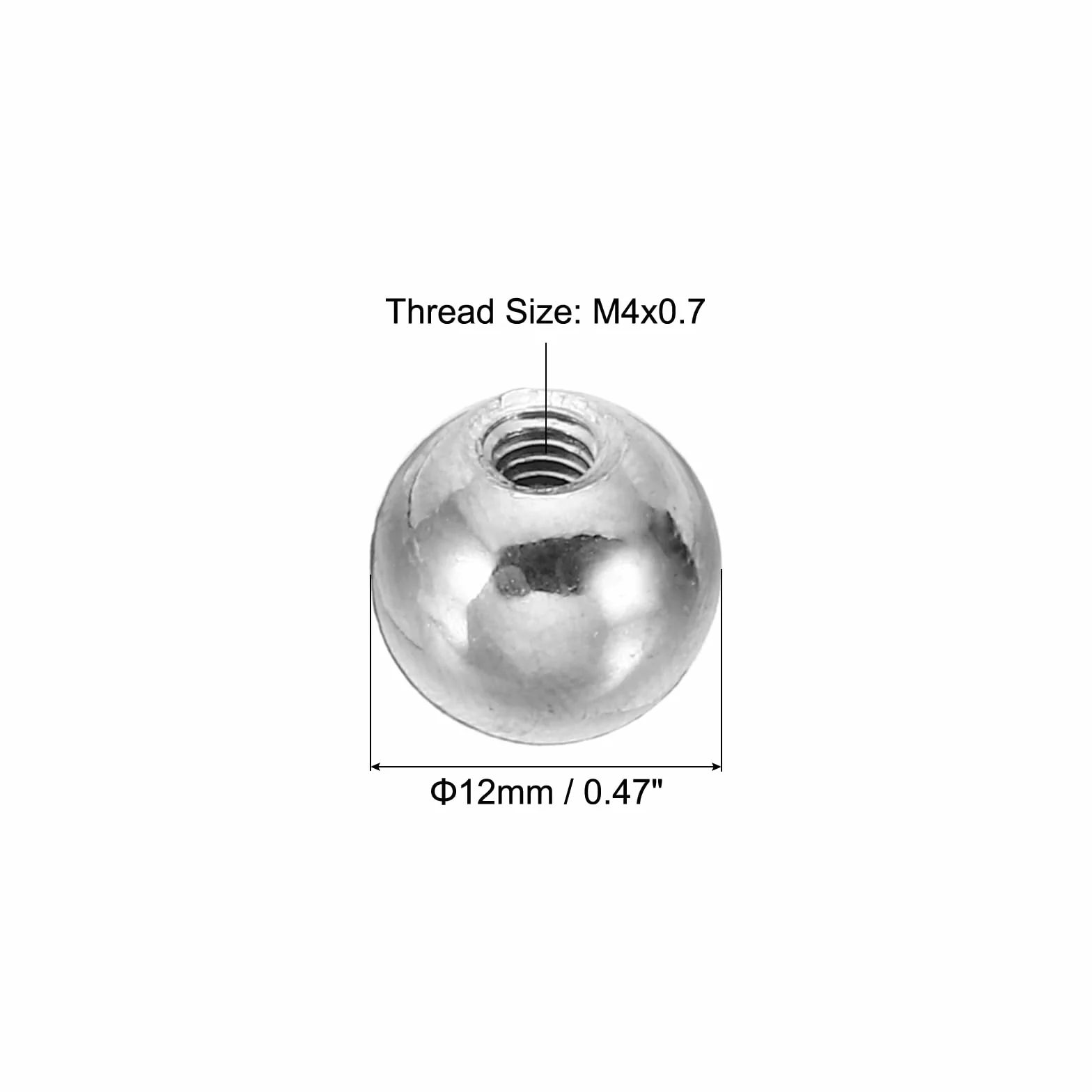 PATIKIL M4 x 12mm Dadi a Sfera Pomelli, Tappi a Sfera Perforazione Acciaio Maniglia Foro Cieco Decorazione Dado Argento