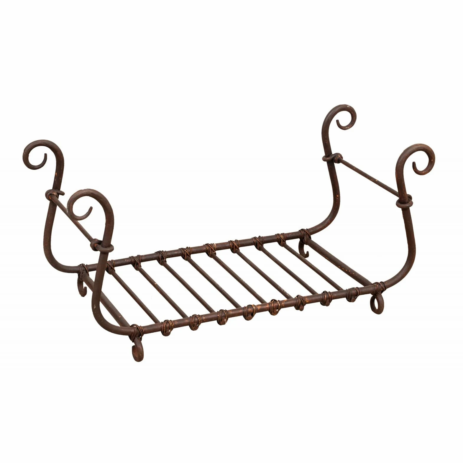 Biscottini Cesto porta legna da interno in ferro 92x44x45 cm | Porta legna per interni forgiato a mano | Portalegna da esterno e interno