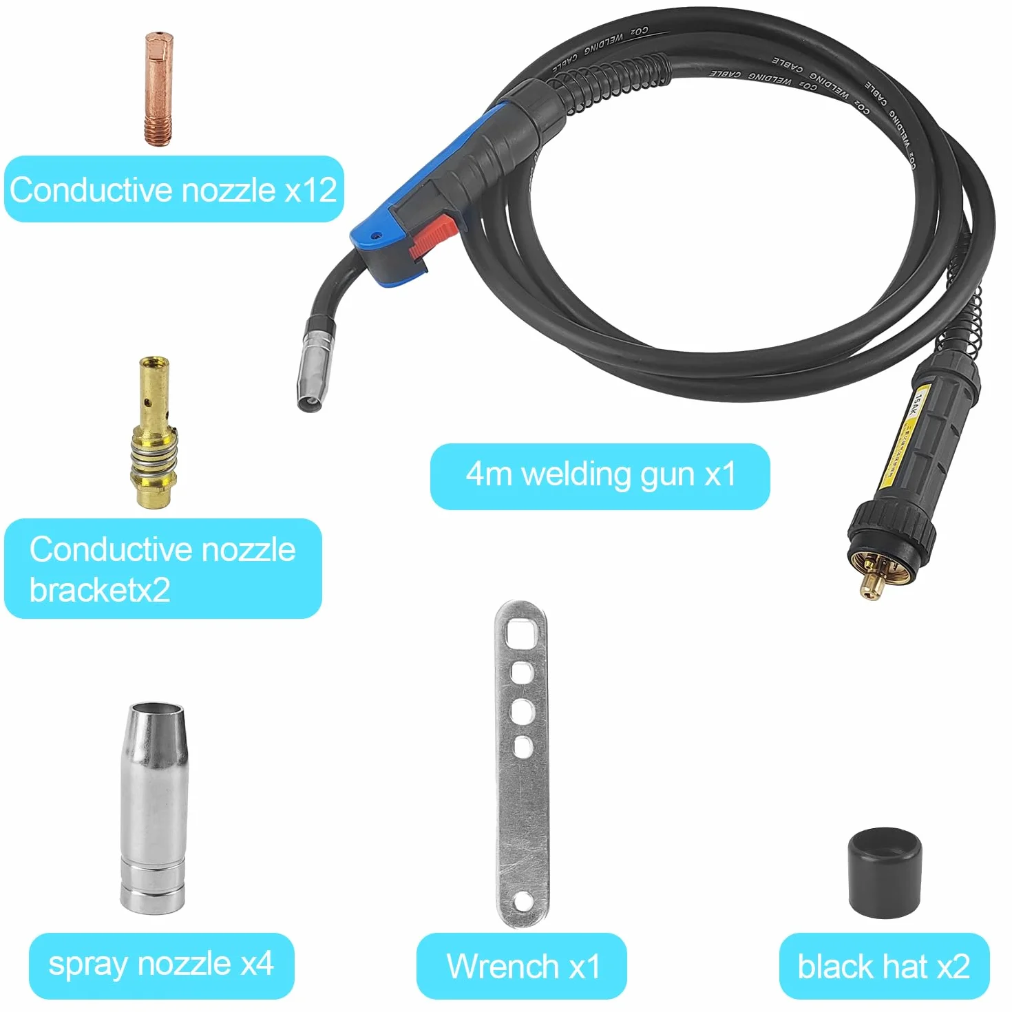 Pistola per Saldatura 15AK, Saldatrice Portatile Kit 22 Pezzi, Torcia a Filo con Connettore Euro, per Saldatore CO2