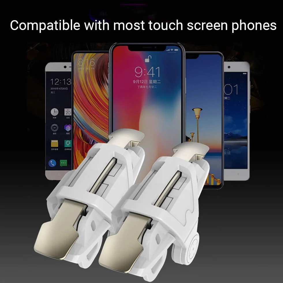 Ozkak Trigger Mobile Controller Joystick Smartphone Mobile Controller L1 R1 Gamepad Cellulari Mobili Game L1 R1 per PUBG COD Compatibile con Telefono Cellulare iPhone iOS Android, Bianco