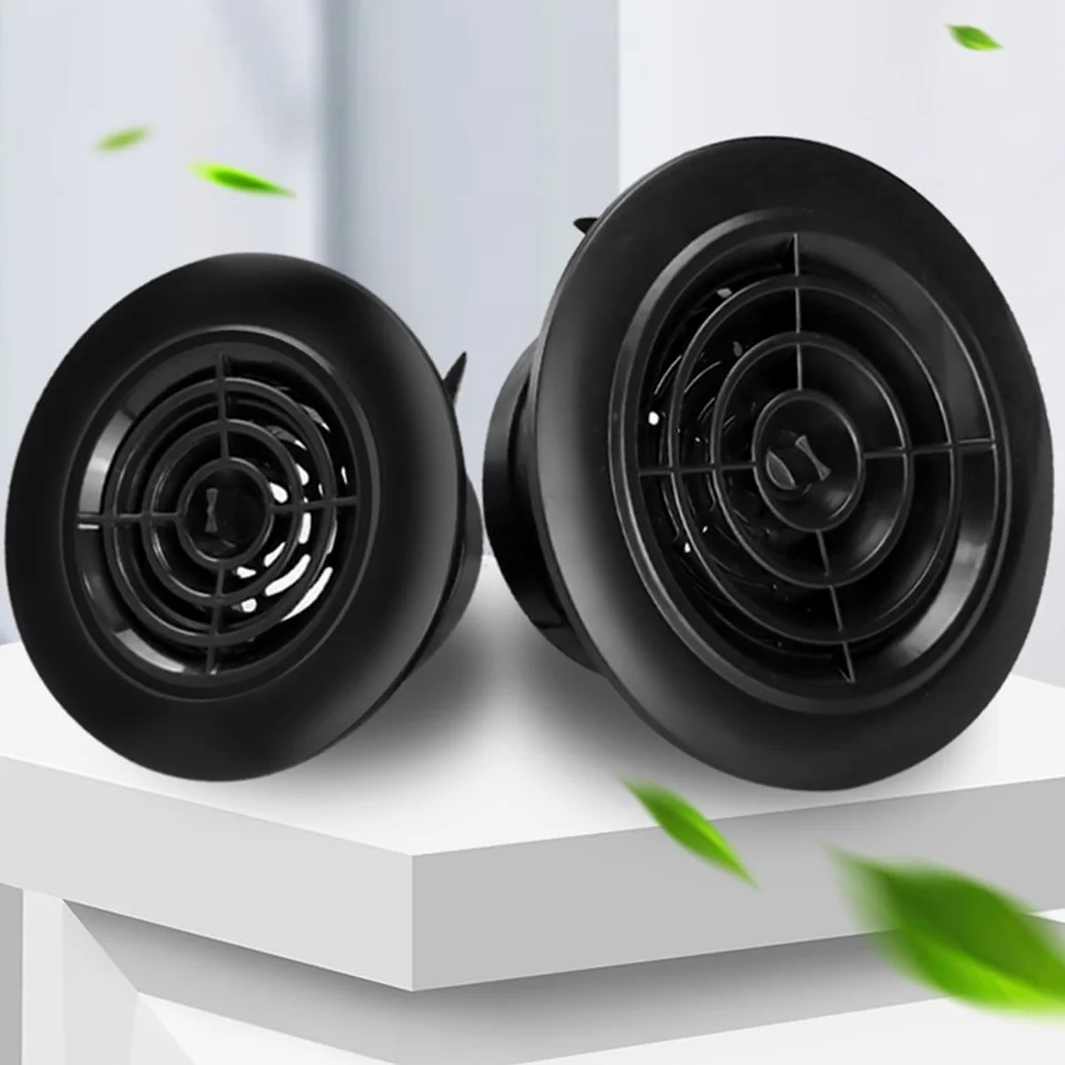 Griglia di ventilazione a parete regolabile rotonda in plastica ABS | ABS regolabile rotondo nero da 75-200 mm: ventilazione con canalizzazione a parete for bagno, cucina, ufficio(150mm)