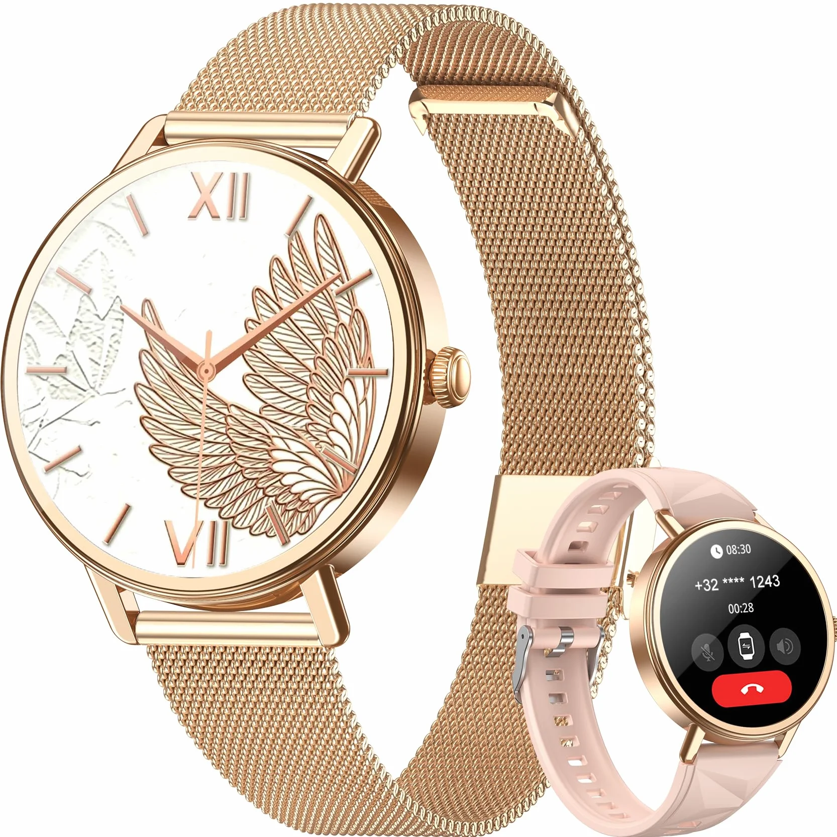 Blackview Smartwatch Donna, Effettua e Rispondi alle Chiamate, Orologio Smartwatch Fitness con 1.26' HD 112+ Sportive/SpO2/Monitoraggio del Sonno/Cardiofrequenzimetro per Android IOS