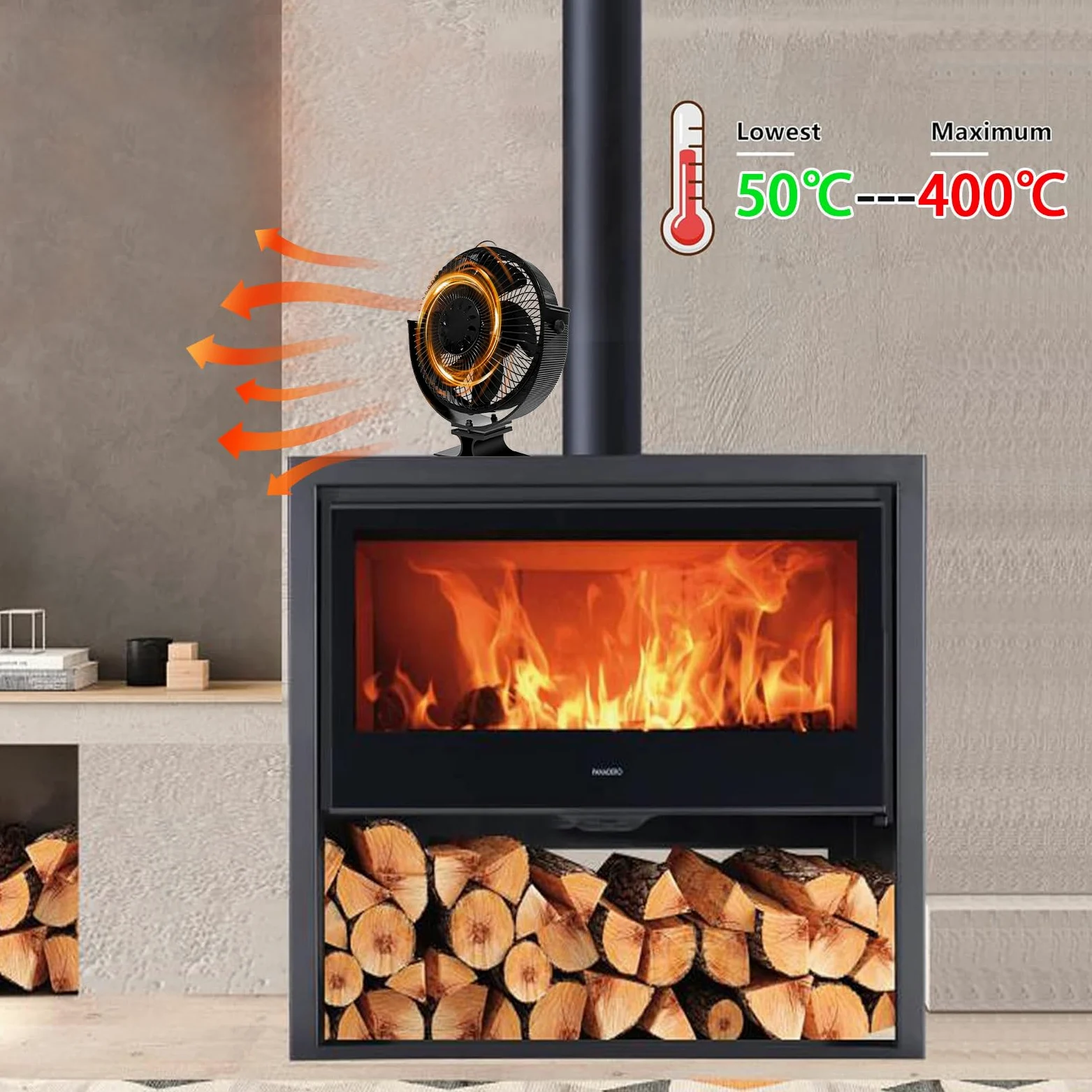Ventilatore Per Stufa A Legna Silenzioso Termoelettrico Senza Batterie | Ventilatore Stufa Legna Senza Elettricità, Rotazione A 360 Gradi Circola Aria Calda Per Casa, Hotel, Ristorante E