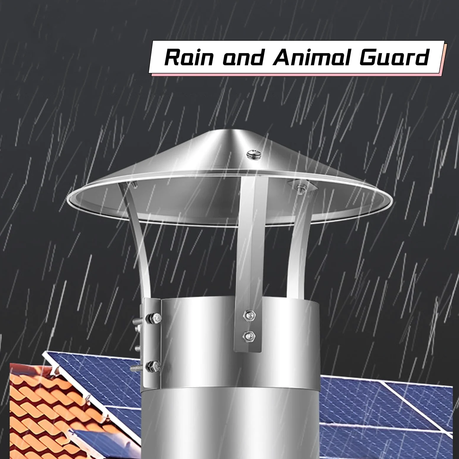 Comignolo Antipioggia Acciaio Inox Comignolo Canna Fumaria Per Camino Tetto | Tappo per Camino, Cappello del Camino Antivento Antivento Tetto Sfiato Accessori Inclusi, per Aerazione(315mm/12.5")