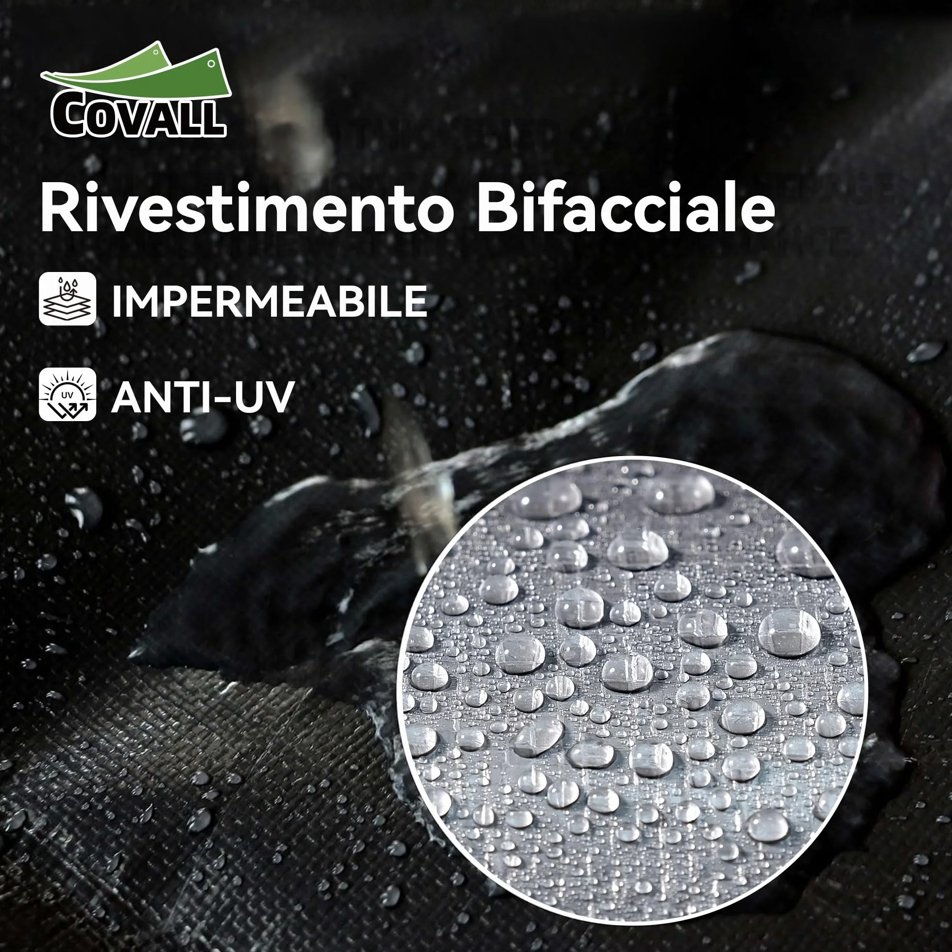 Telone Impermeabile Esterno 3x5m 155 gr/mq, HDPE Rinforzato Occhiellato Anti-UV – Telo Copritutto Antipioggia Antivento per Piscina Auto Giardino Campeggio, Argento Nero