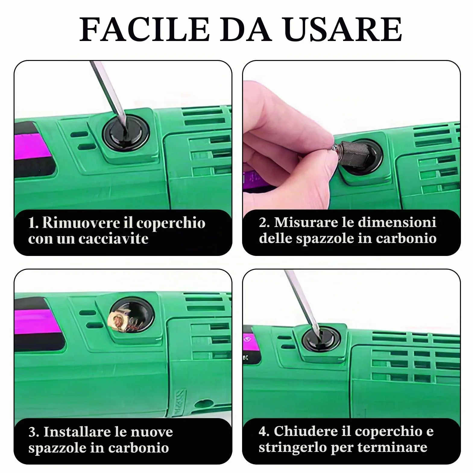 Spazzole di Carbone Set 30 pezzi per Utensili Elettrici, Motori, Dimensioni multiple, Nero e Rame