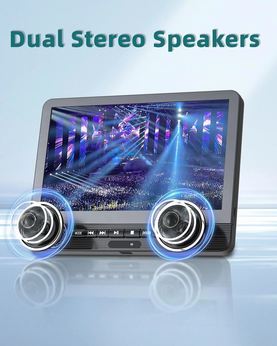 DESOBRY 12,5 '' lettore DVD per auto 2 schermo con batteria ricaricabile da 5 ore, due schermo auto, Poggiatesta per Auto Bambini TV Ultima memoria USB AV In/Out 12V