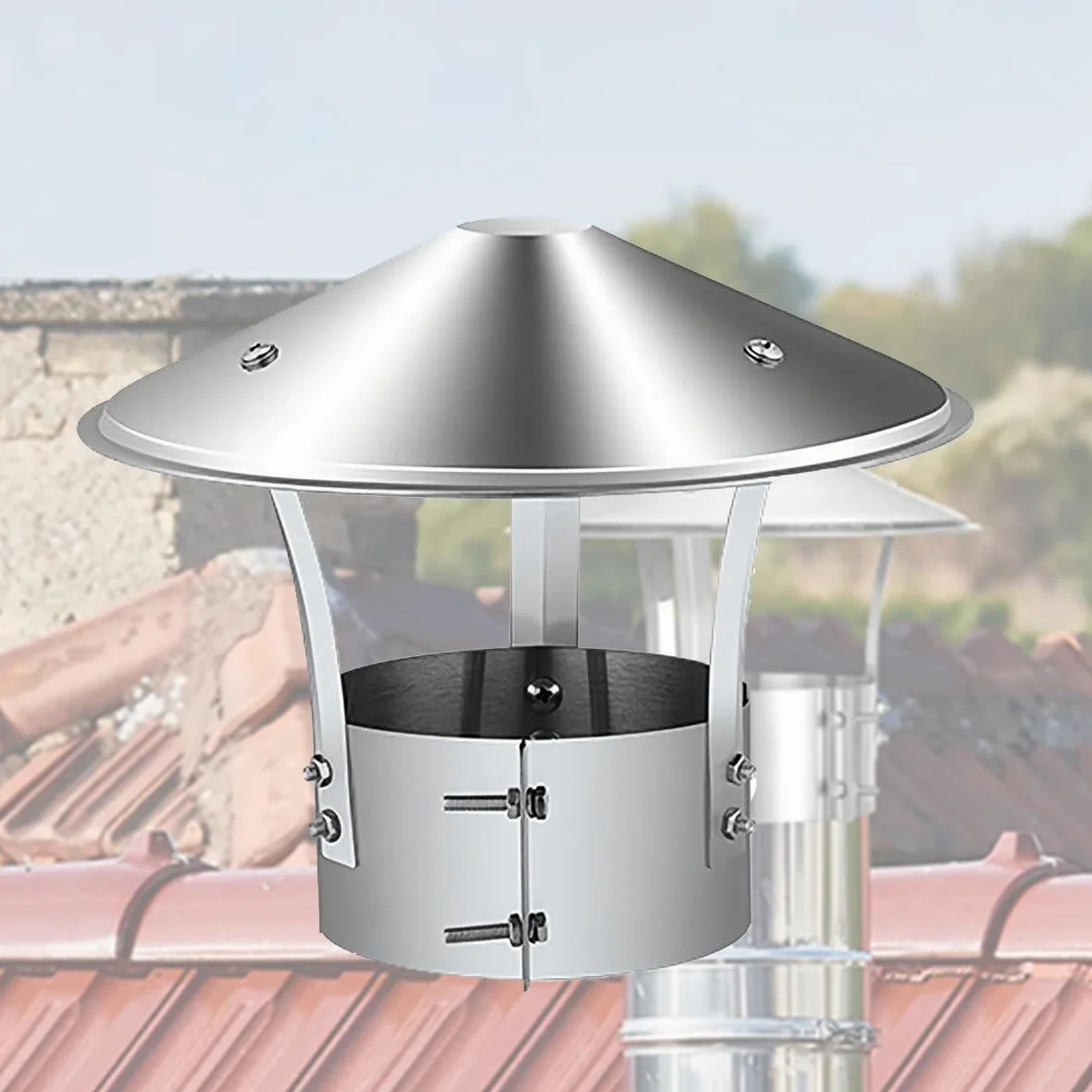 Copertura antipioggia per canna fumaria in acciaio inox 201 4,9 5,1 5,5 5,9 16 cm (13 cm)