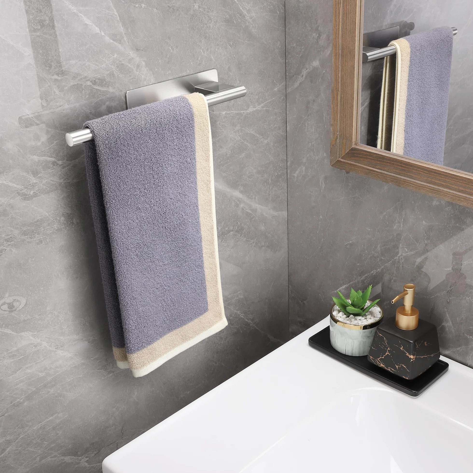 Porta Asciugamani Bagno Adesivo Acciaio Inossidabile 304 28CM Argento
