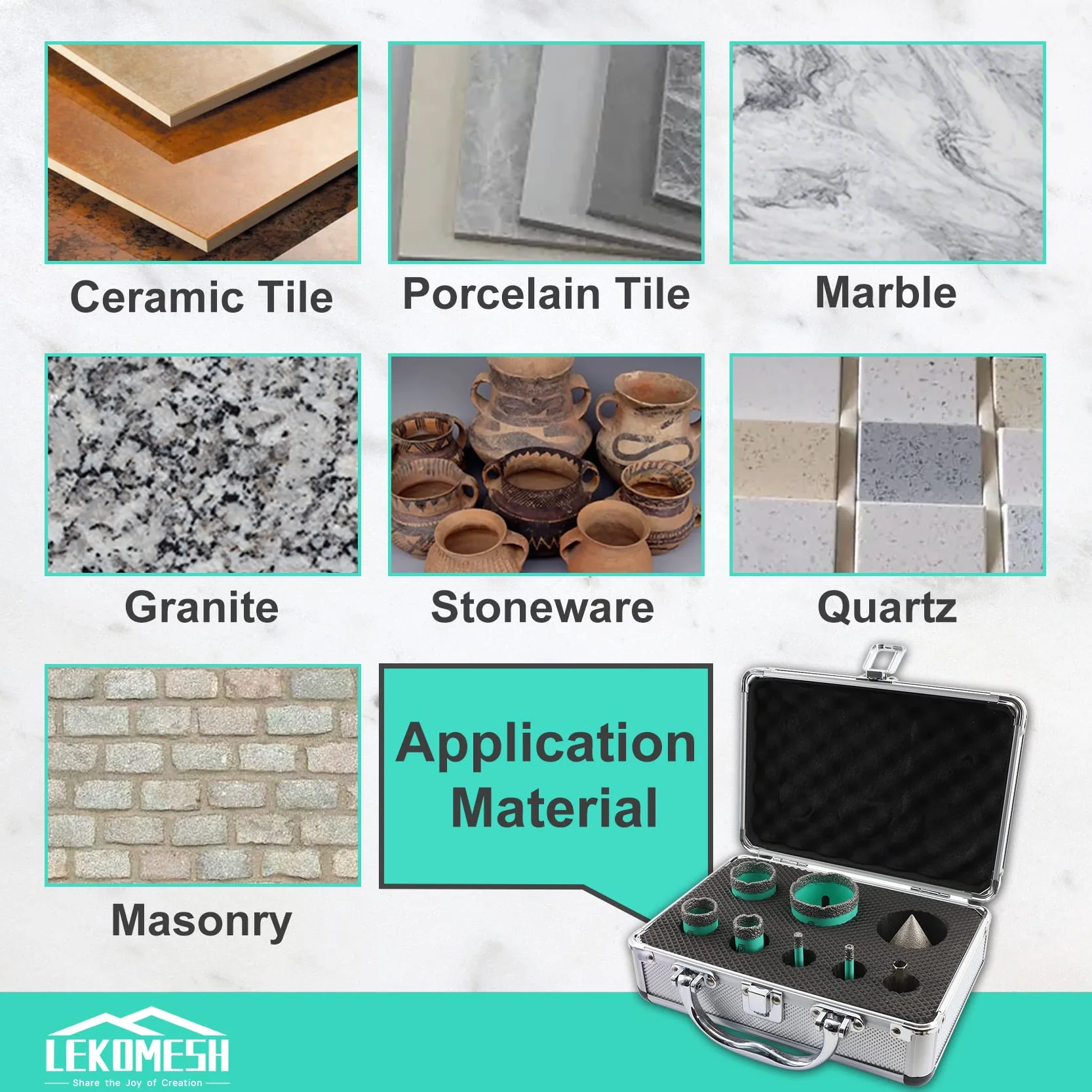 LEKOMESH Set di Punte Diamantate 8 Pezzi Seghe a Tazza per Porcellana Ceramica Granito Marmo