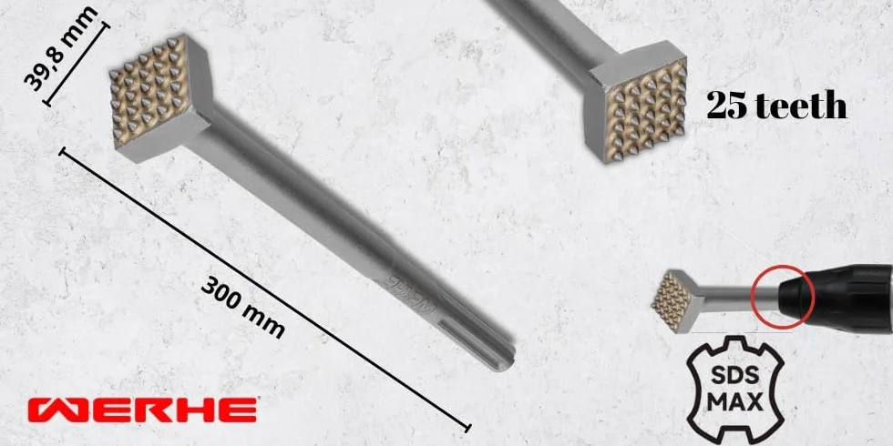Scalpello a punte SDS MAX 25 denti 300 mm per calcestruzzo e pietra
